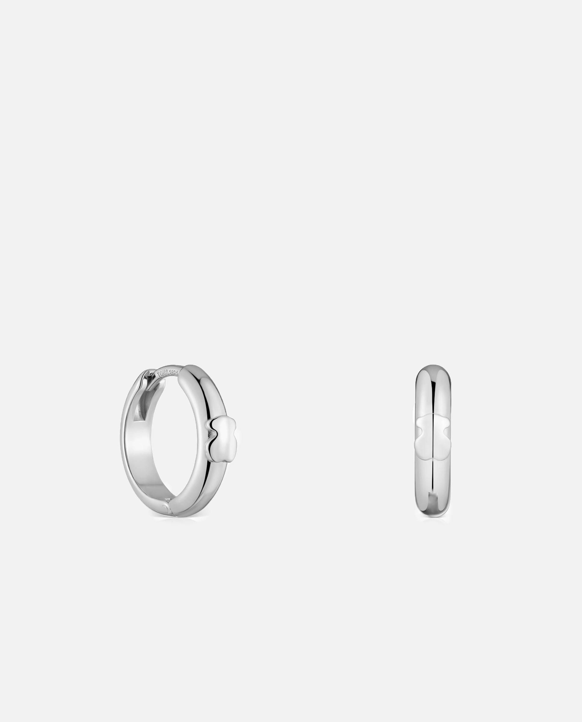Imagen 0 de Pendientes de aro basics con oso de plata 12 mm Plateado