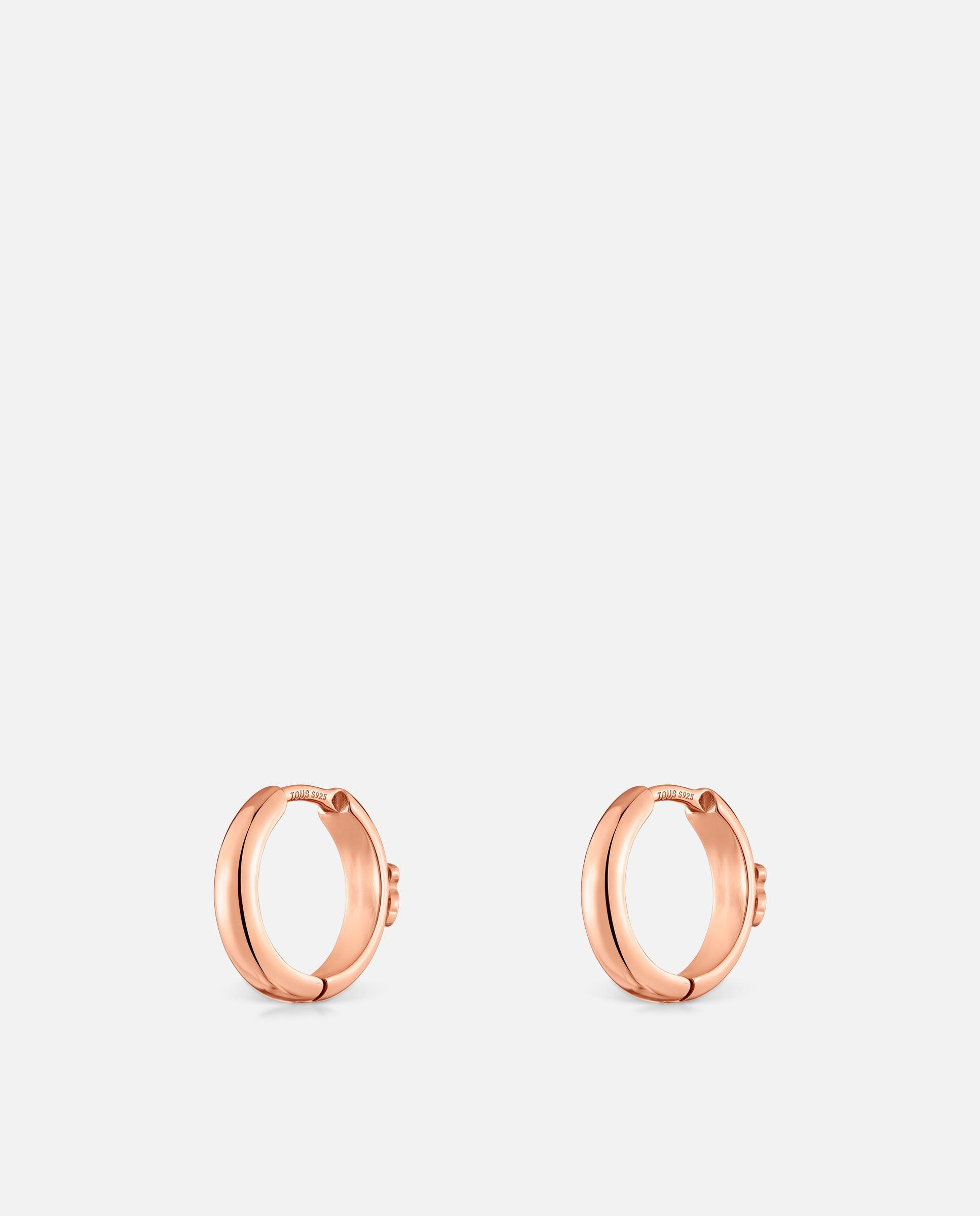 Pendientes de aro basics con oso bañados en oro rosa 18 kt sobre plata 12 mm - Tous - Rosa Rosa-2