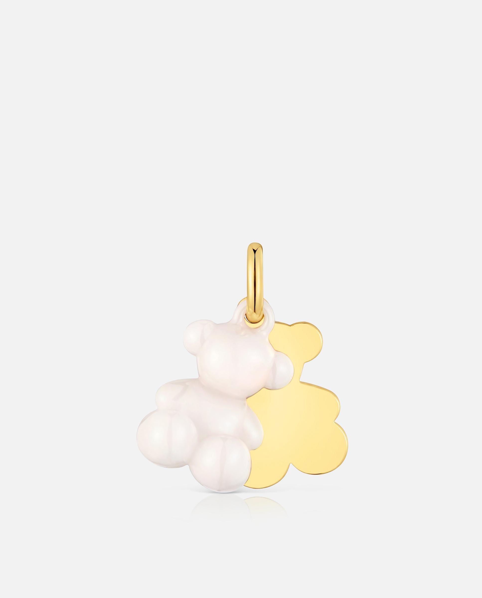Imagen 0 de Colgante bold bear doble oso bañado en oro 18 kt sobre plata y cerámica blanca Multicolor