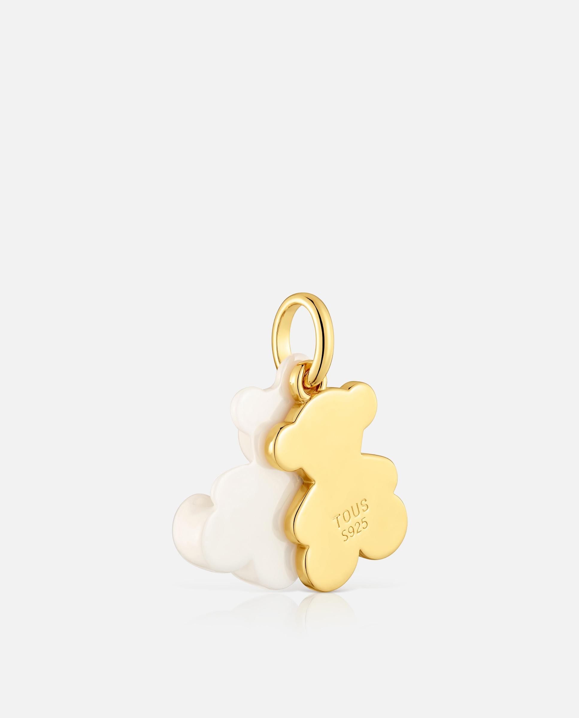 Colgante bold bear doble oso bañado en oro 18 kt sobre plata y cerámica blanca - Tous - Multicolor Multicolor-3