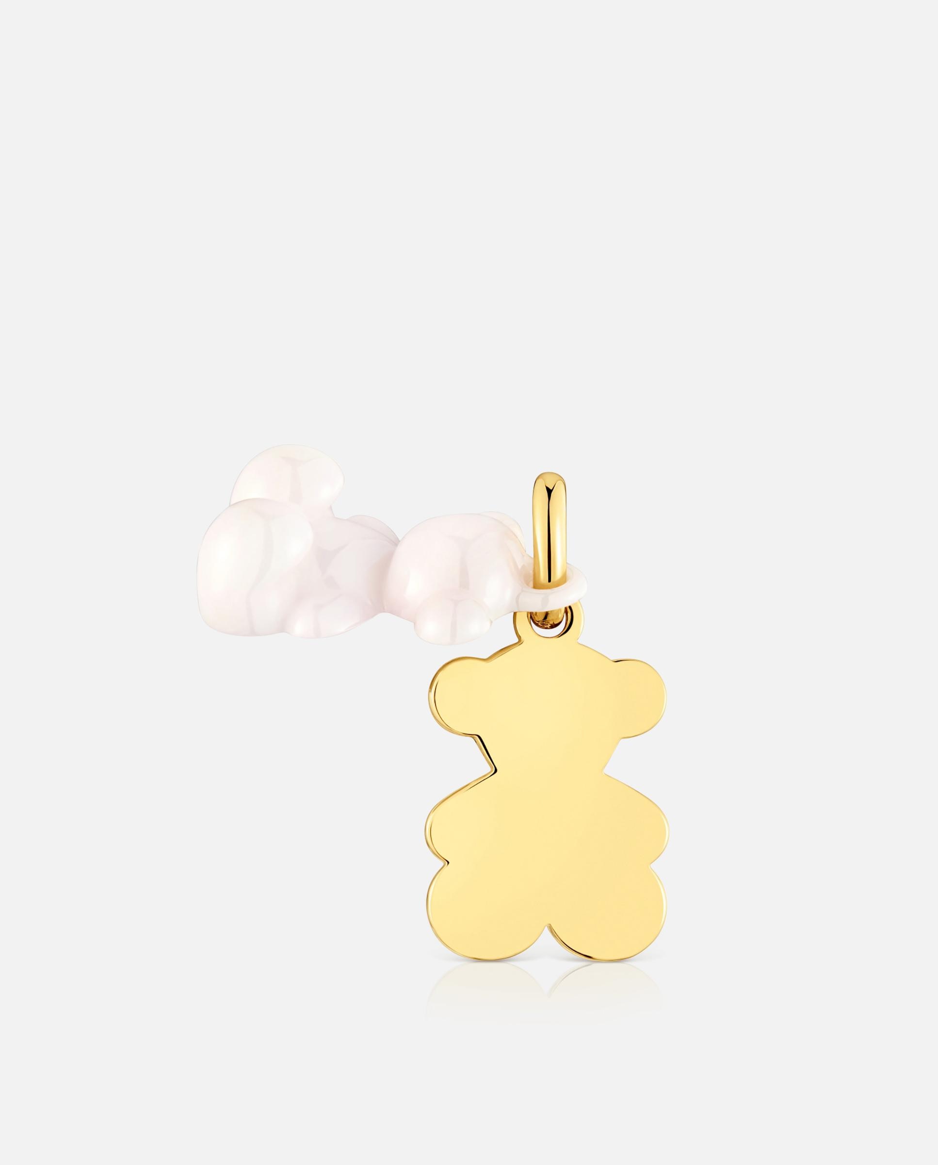 Colgante bold bear doble oso bañado en oro 18 kt sobre plata y cerámica blanca - Tous - Multicolor Multicolor-4