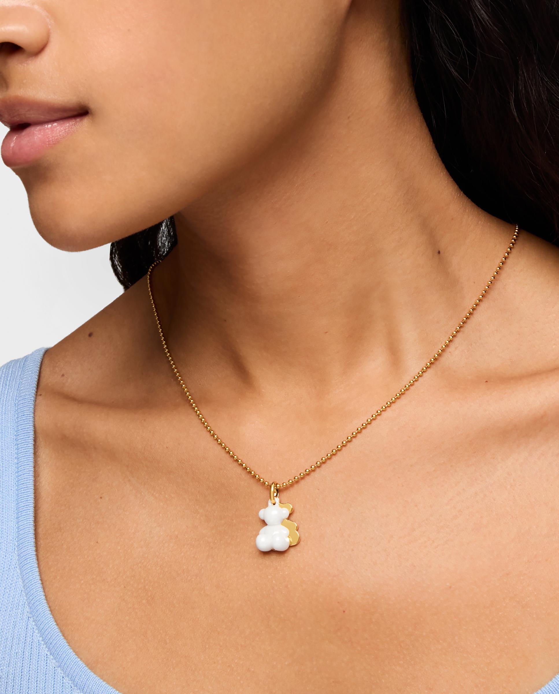 Colgante bold bear doble oso bañado en oro 18 kt sobre plata y cerámica blanca - Tous - Multicolor Multicolor-6