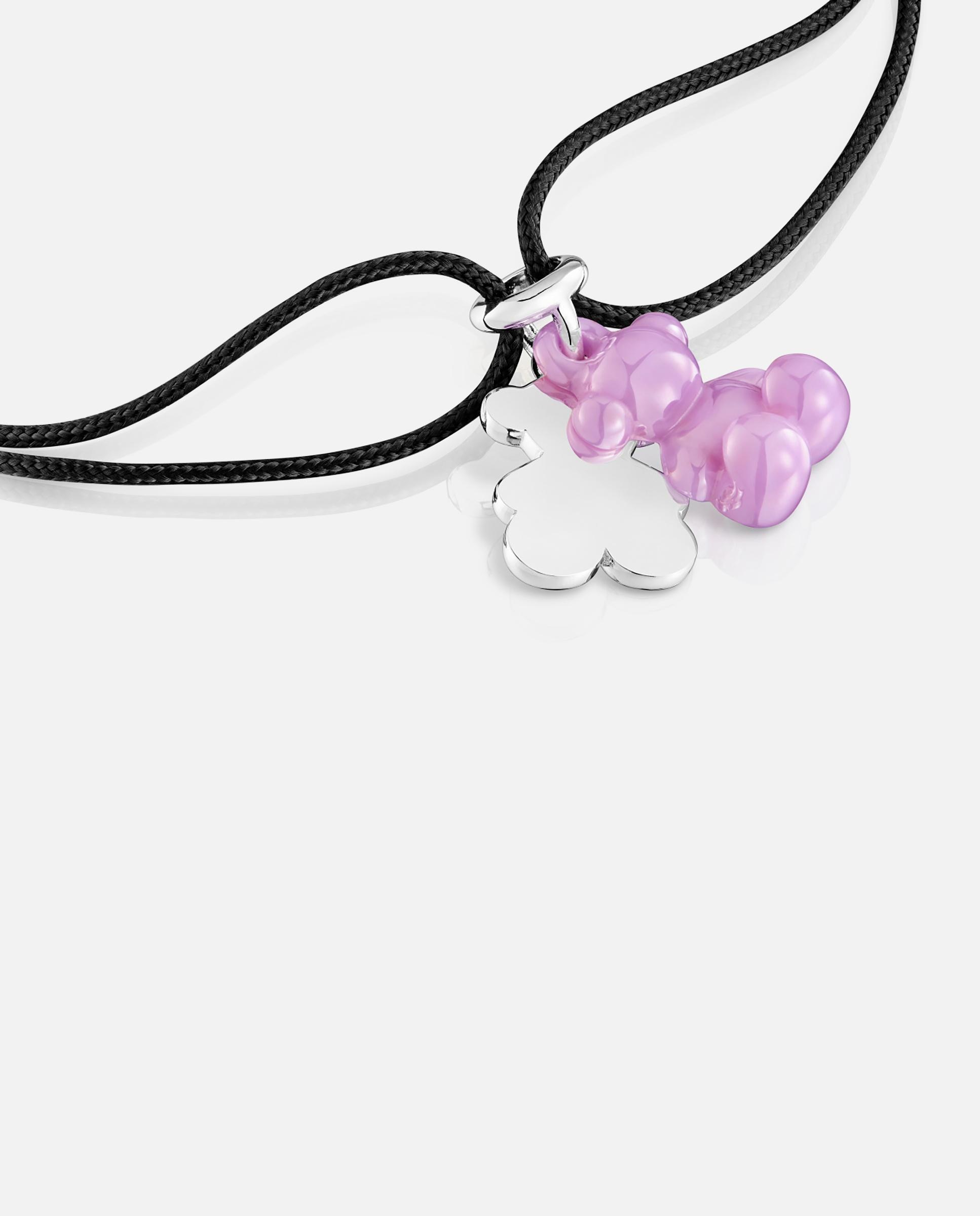 Pulsera de cordón bold bear doble oso de plata con cerámica y nylon negro - Tous - Lila Lila-3