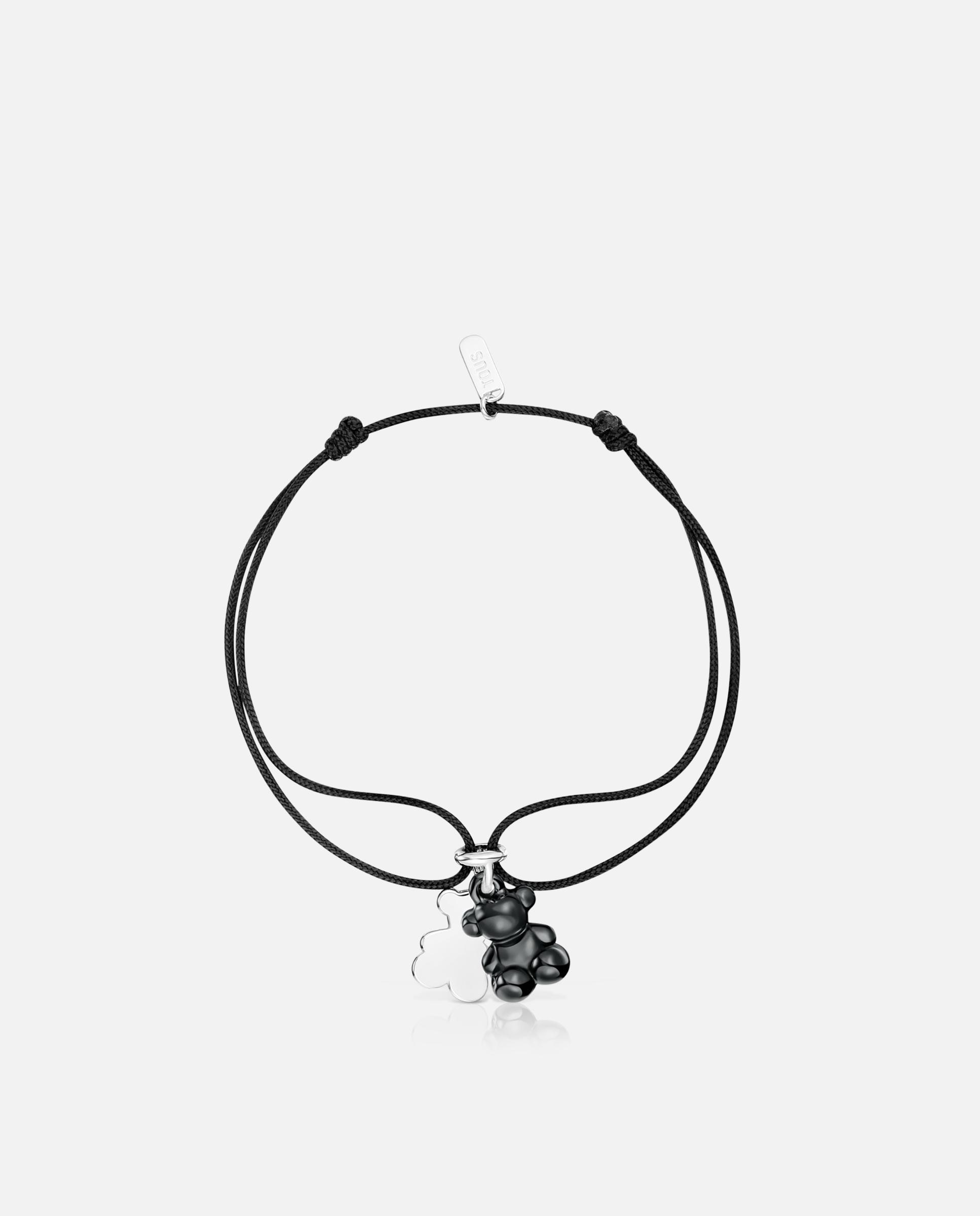 Pulsera de cordón bold bear doble oso de plata con cerámica negra y nylon negro - Tous - Multicolor Multicolor-2