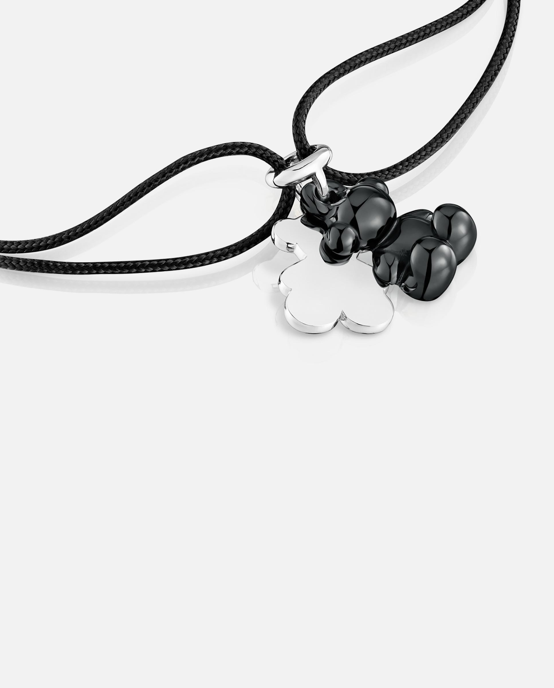 Pulsera de cordón bold bear doble oso de plata con cerámica negra y nylon negro - Tous - Multicolor Multicolor-3