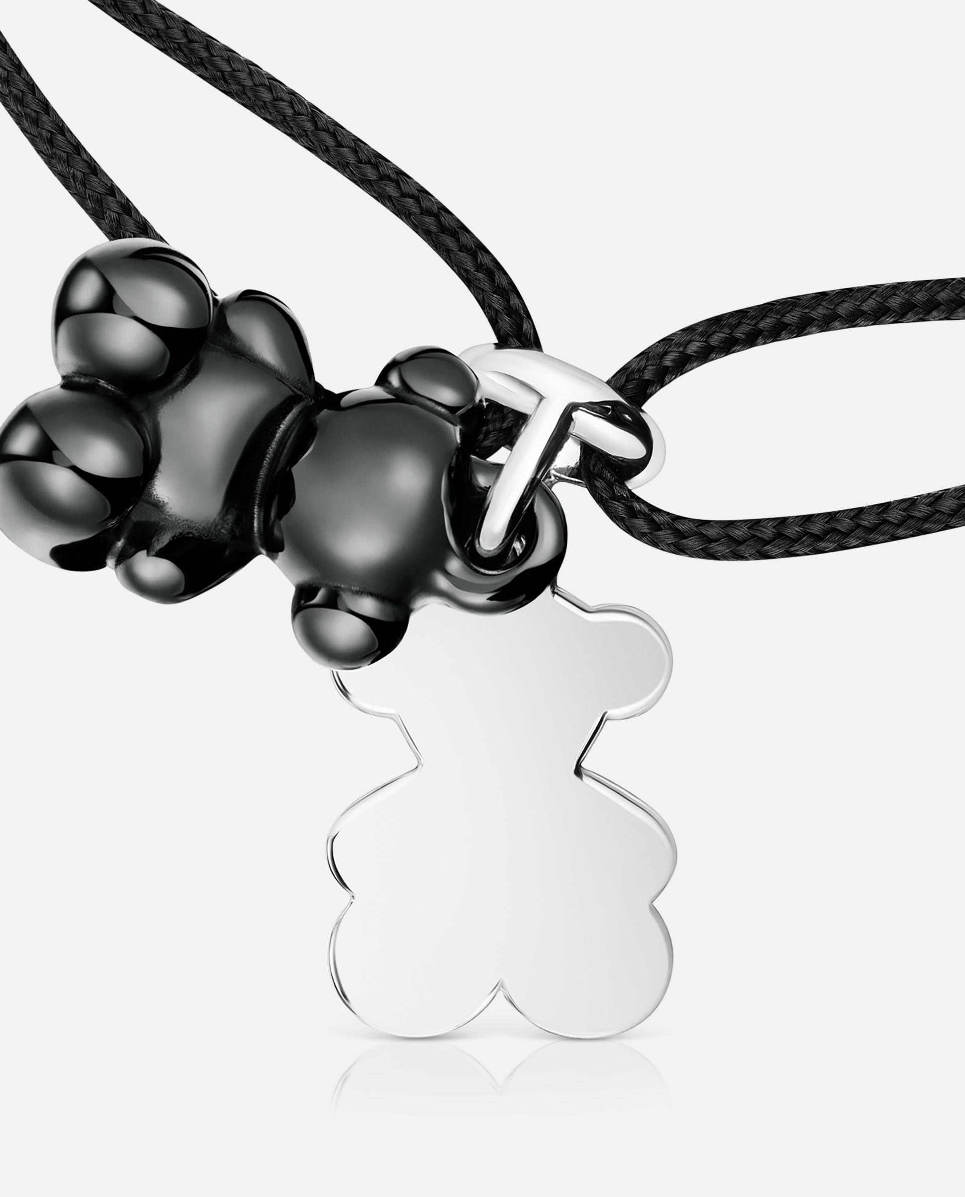 Pulsera de cordón bold bear doble oso de plata con cerámica negra y nylon negro - Tous - Multicolor Multicolor-4