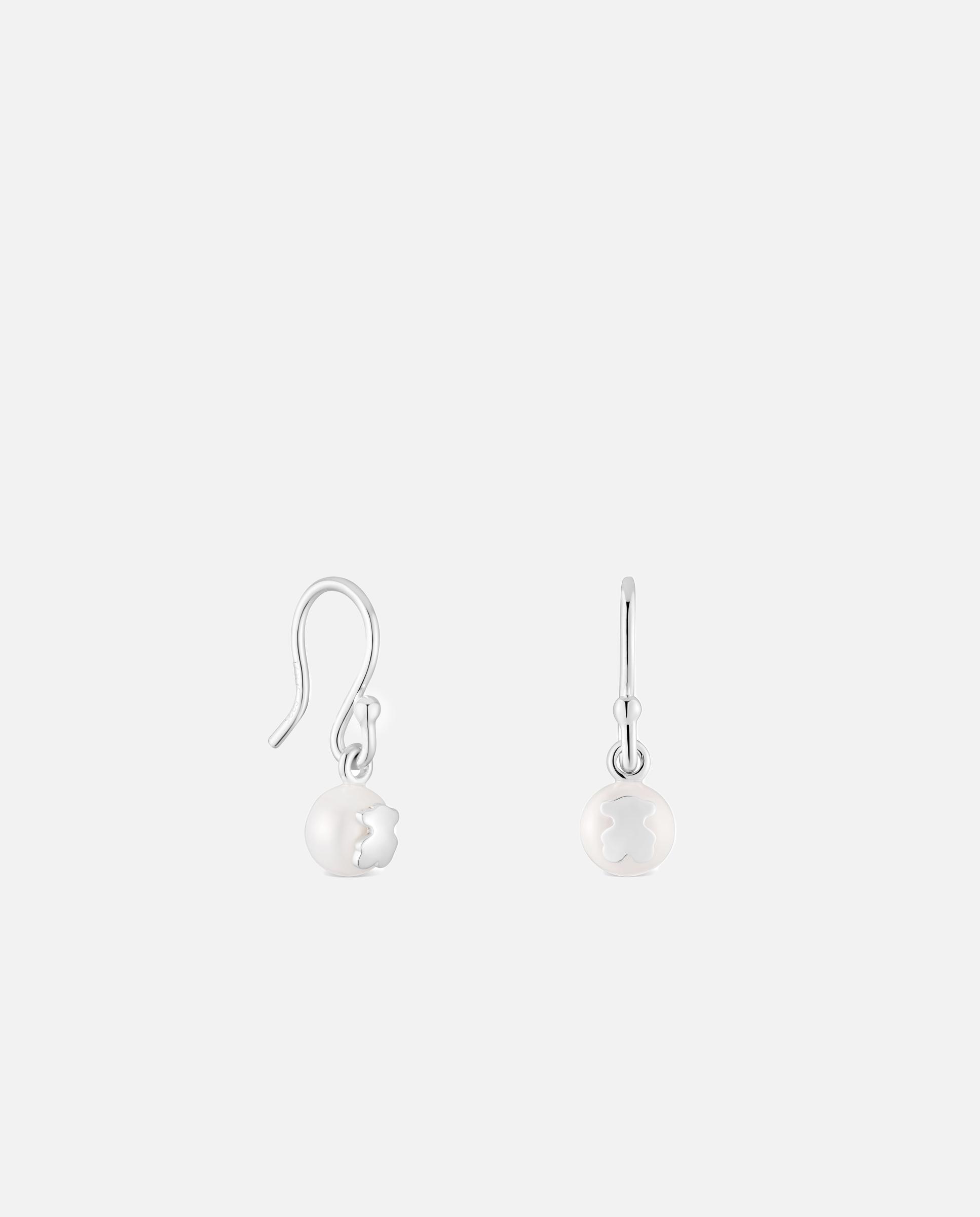 Imagen 0 de Pendientes cortos de plata y perlas cultivadas icon pearl Blanco