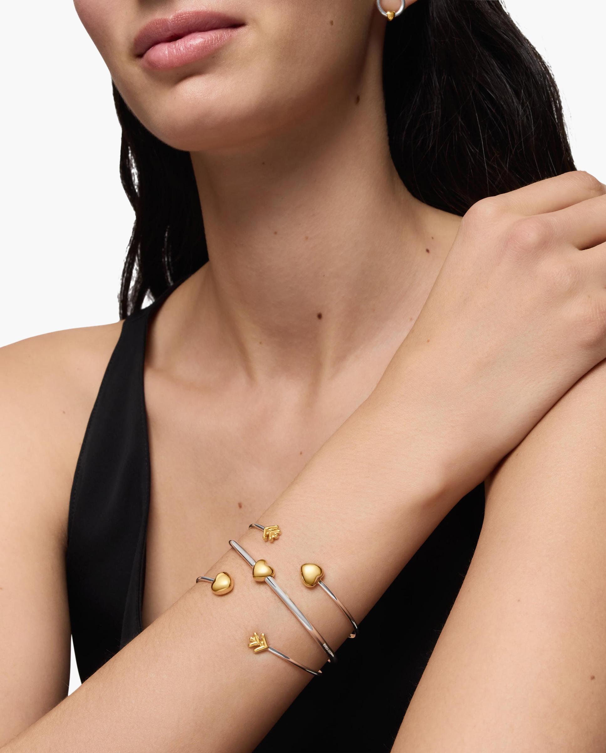 Pulsera rígida flechazo bañada en oro 18 kt sobre plata y plata con corazón - Tous - Multicolor Multicolor-4