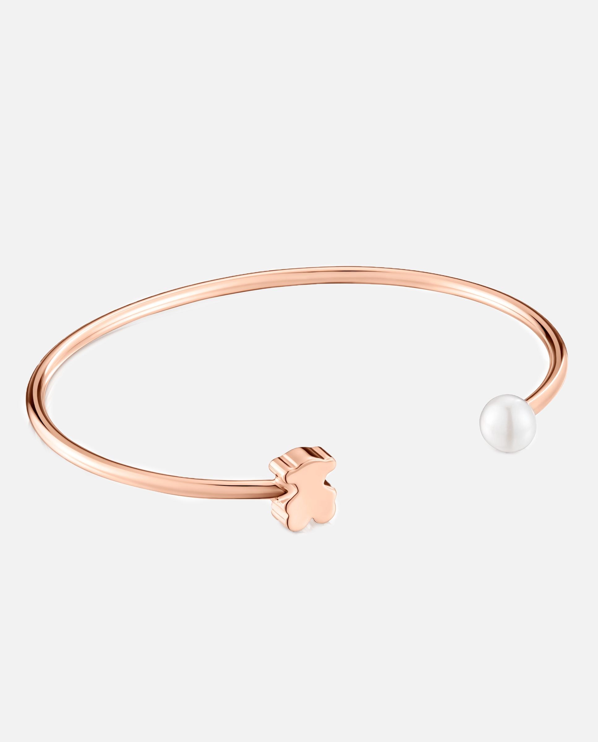 Imagen 0 de Pulsera Sweet Dolls esclava bañada en oro rosa 18 kt sobre plata y perla Blanco
