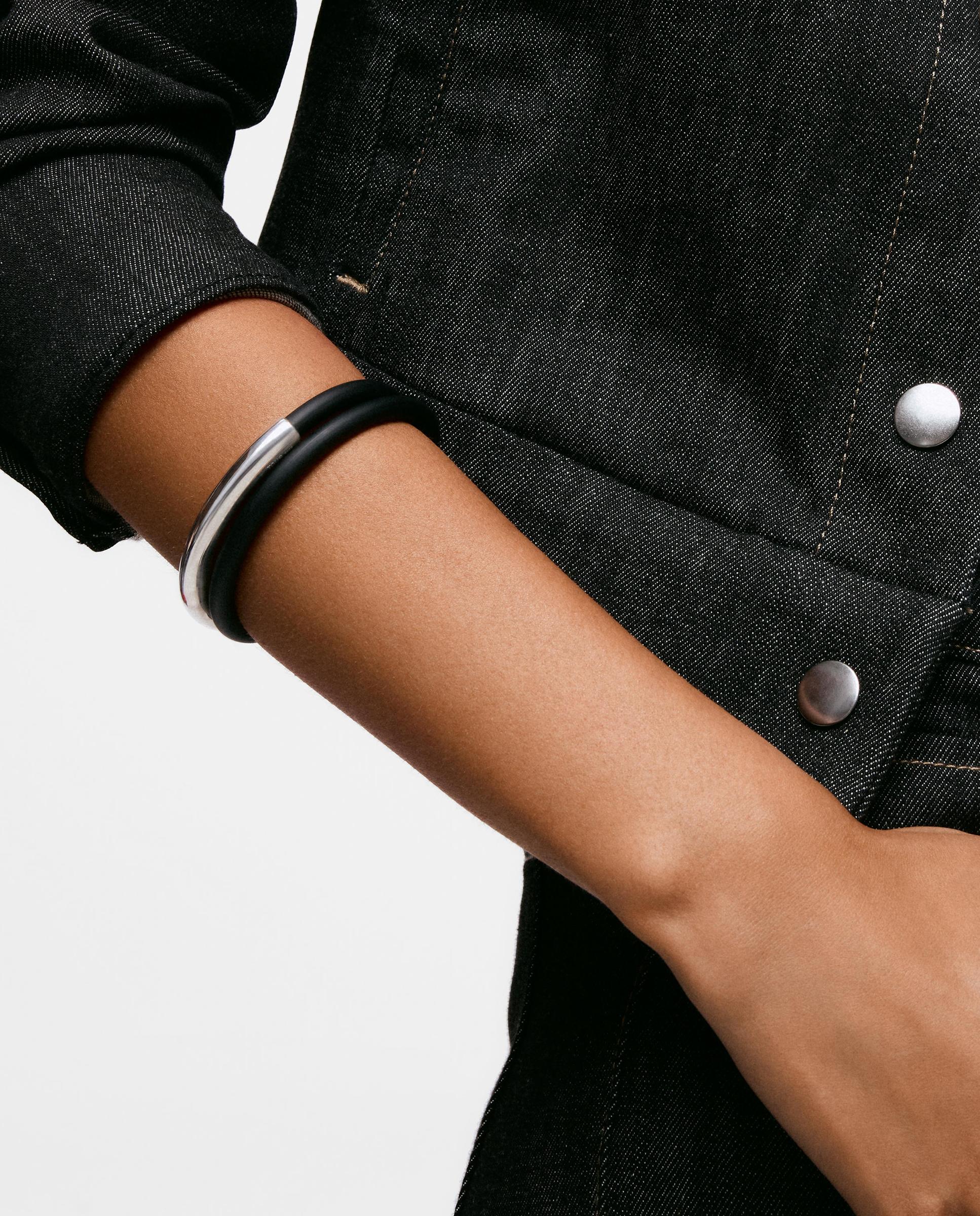 Brazalete de plata y caucho bold motif doble - Tous - Negro Negro-4