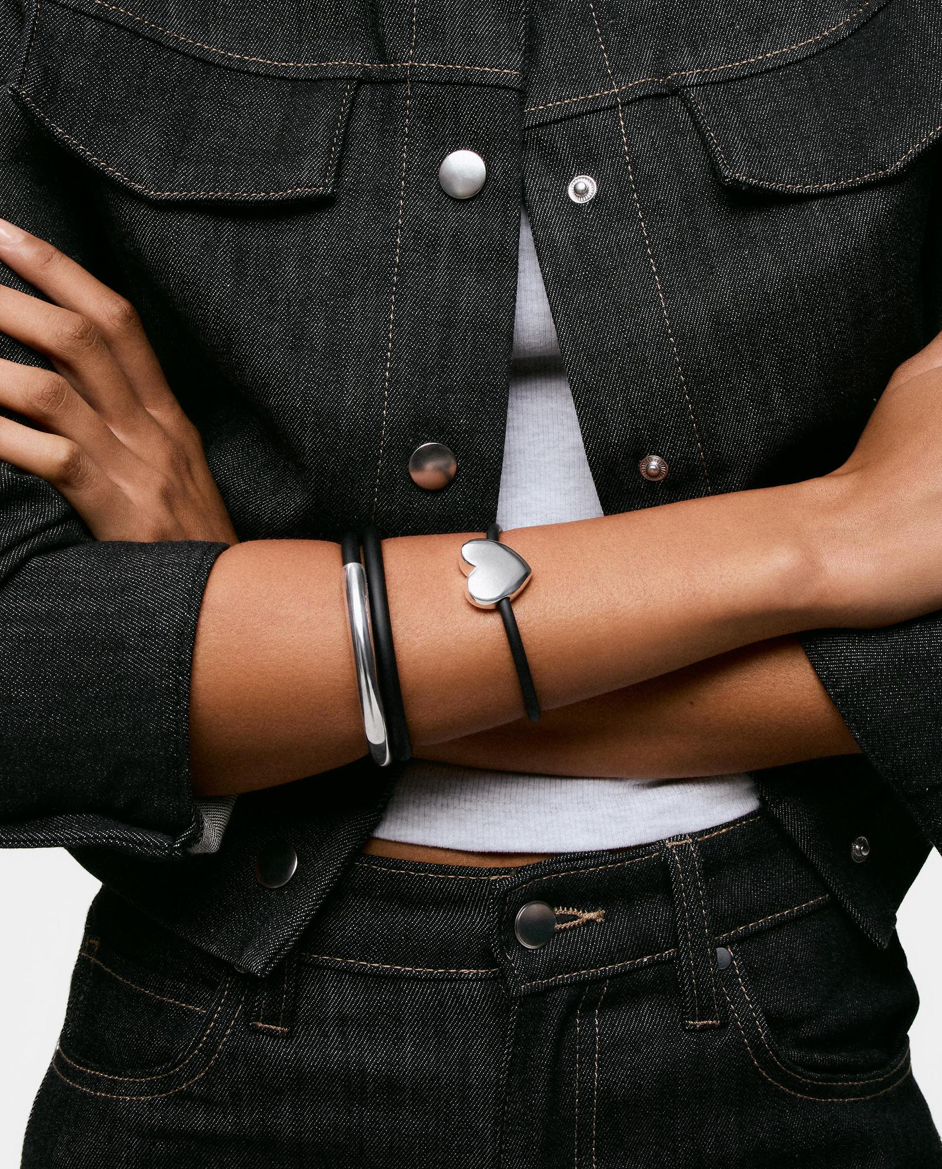 Brazalete de plata y caucho bold motif doble - Tous - Negro Negro-5