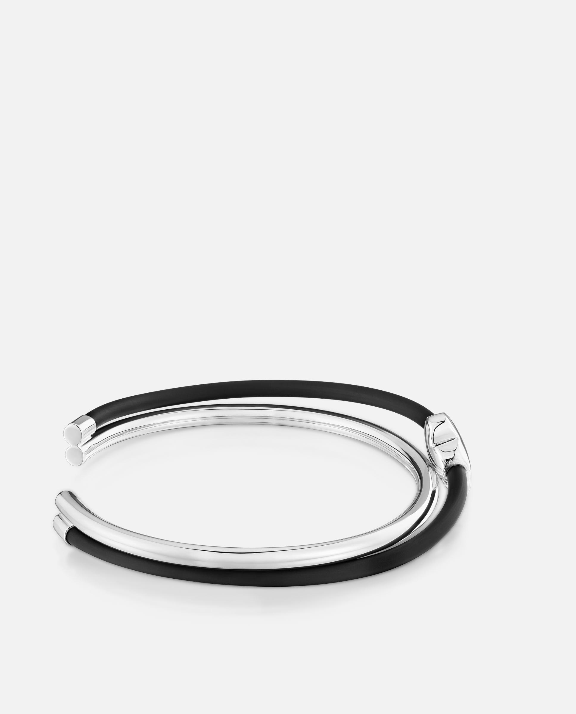 Brazalete de plata y caucho bold motif flor - Tous - Negro Negro-2