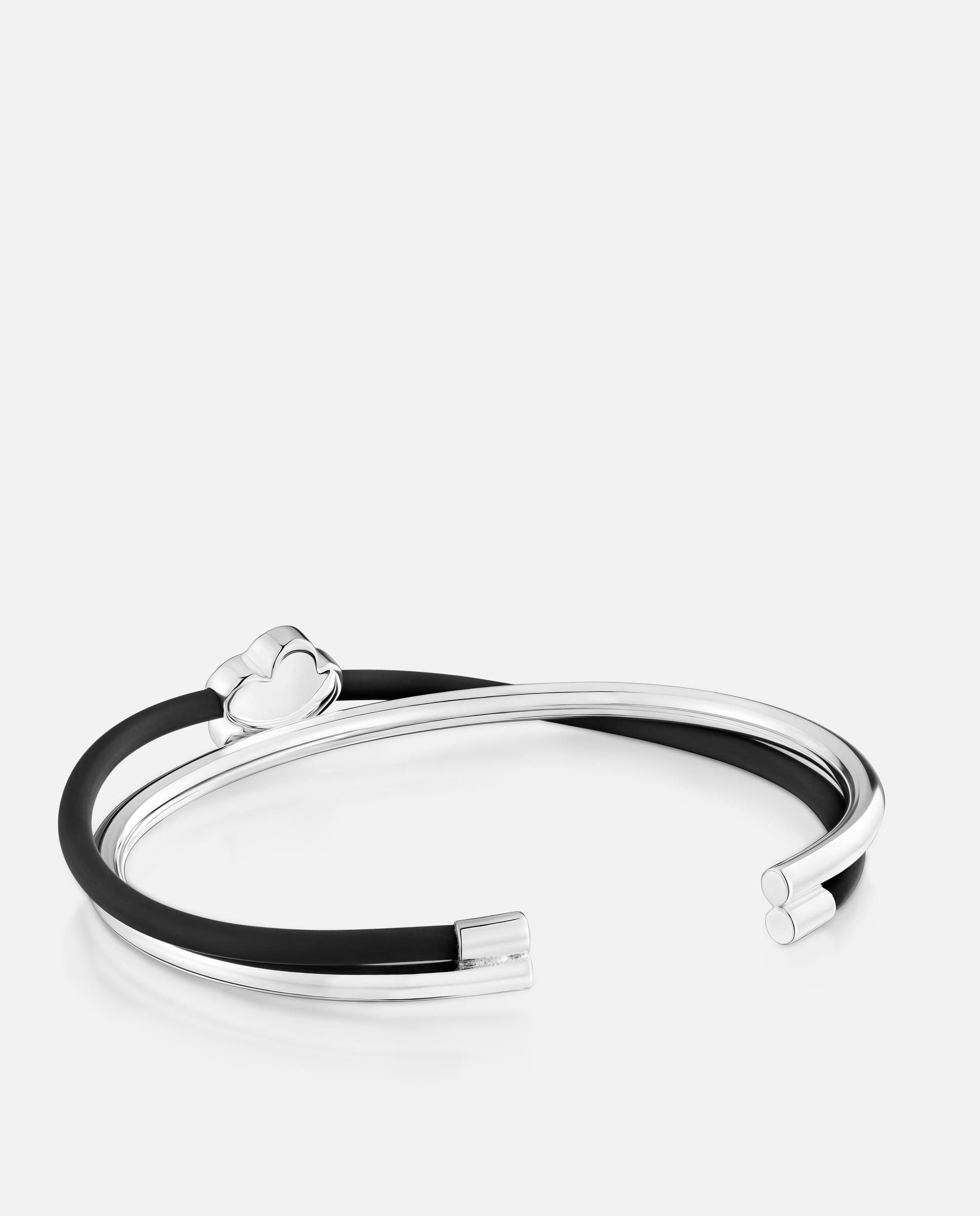 Brazalete de plata y caucho bold motif flor - Tous - Negro Negro-3