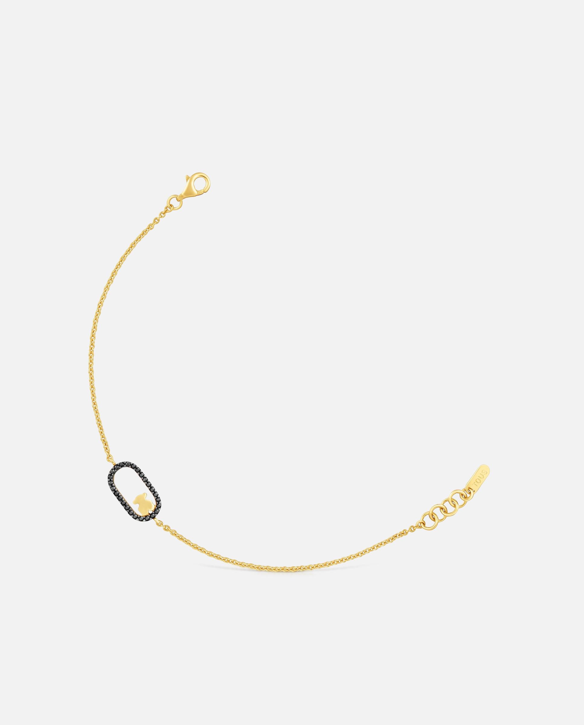 Imagen 0 de Pulsera cadena con espinelas y baño de oro 18 kt sobre plata camille Negro