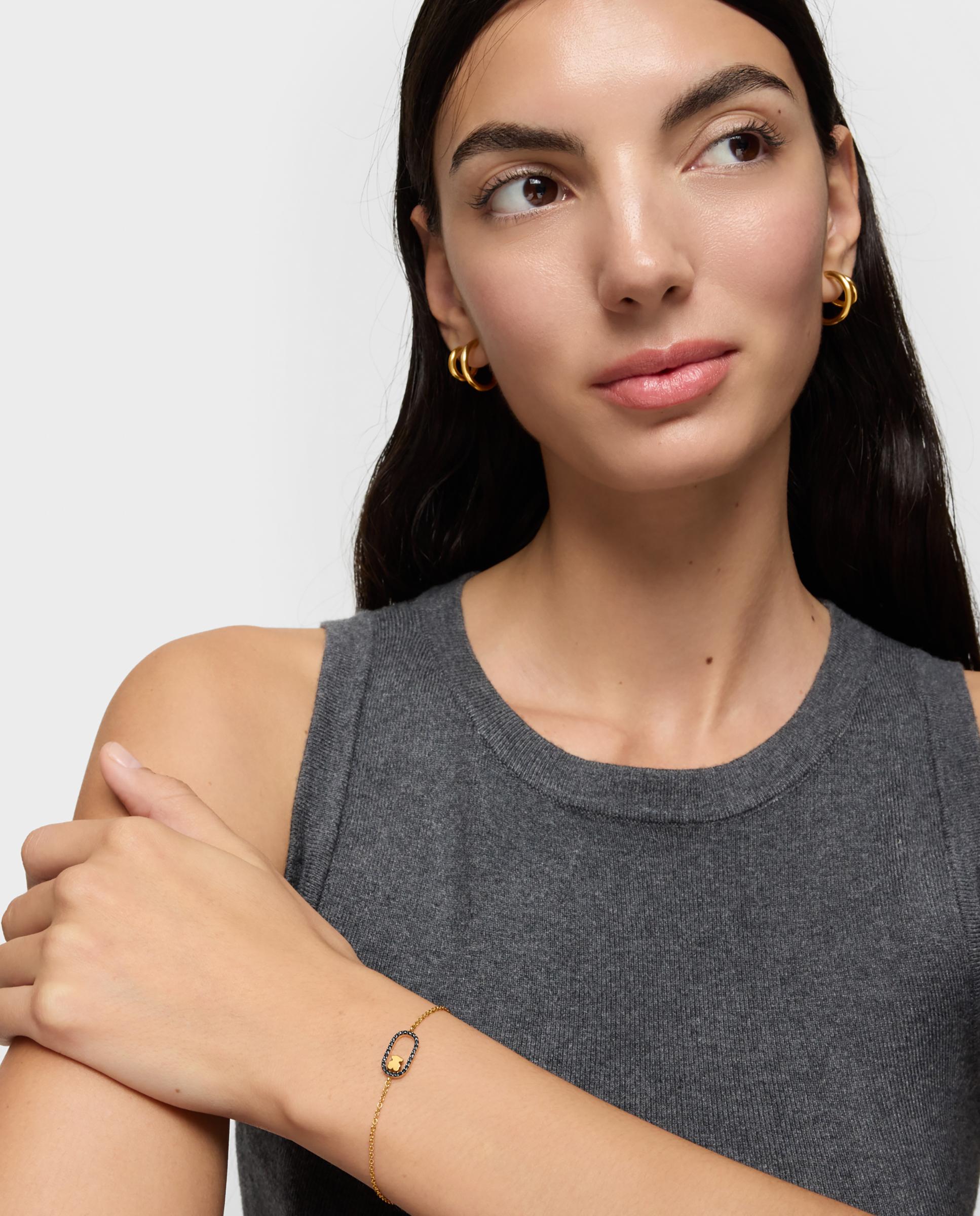 Pulsera cadena con espinelas y baño de oro 18 kt sobre plata camille - Tous - Negro Negro-4