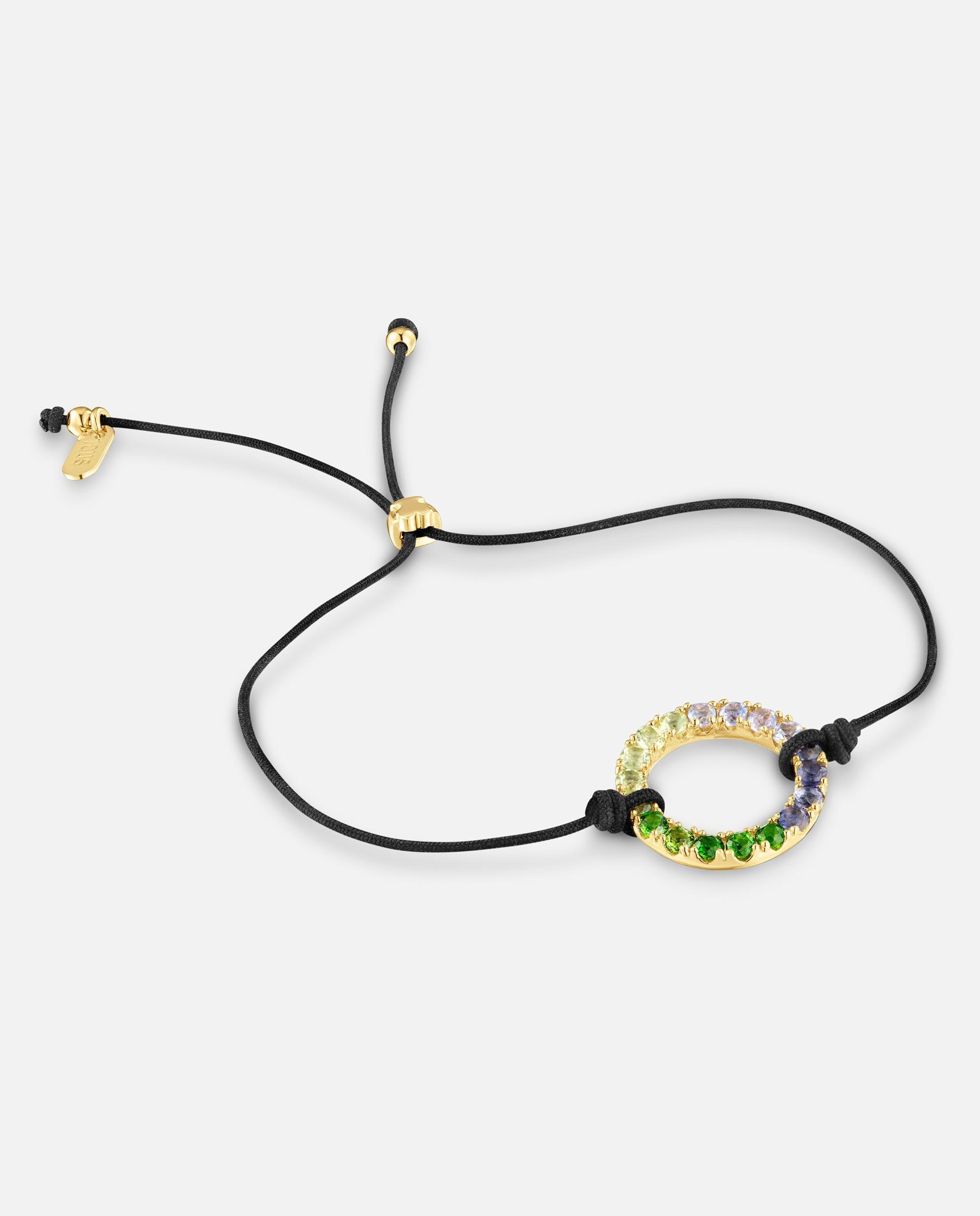 Imagen 0 de Pulsera straight bañada en oro 18 kt sobre plata con gemas y nylon Multicolor