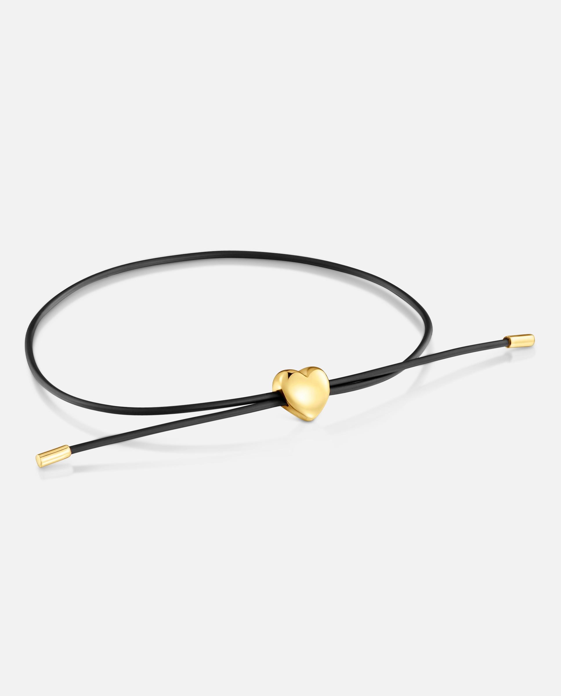 Imagen 0 de Pulsera de oro 14 kt y caucho bold motif corazón Bicolor