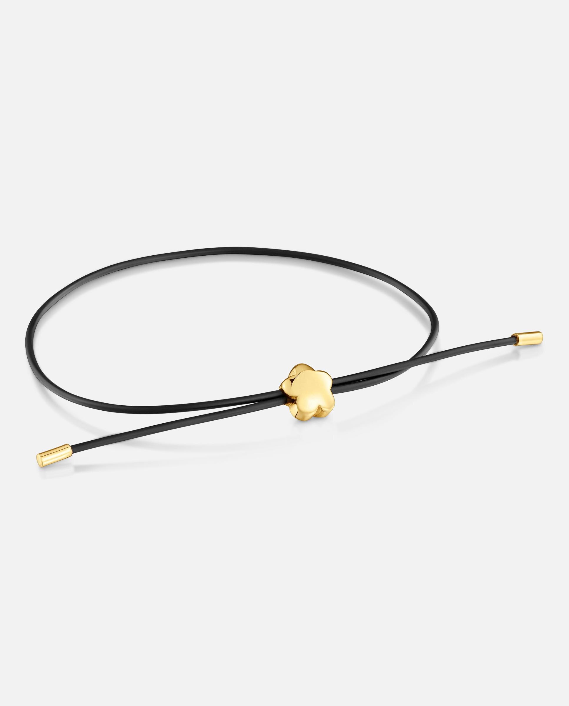 Imagen 0 de Pulsera de oro 14 kt y caucho bold motif flor Bicolor