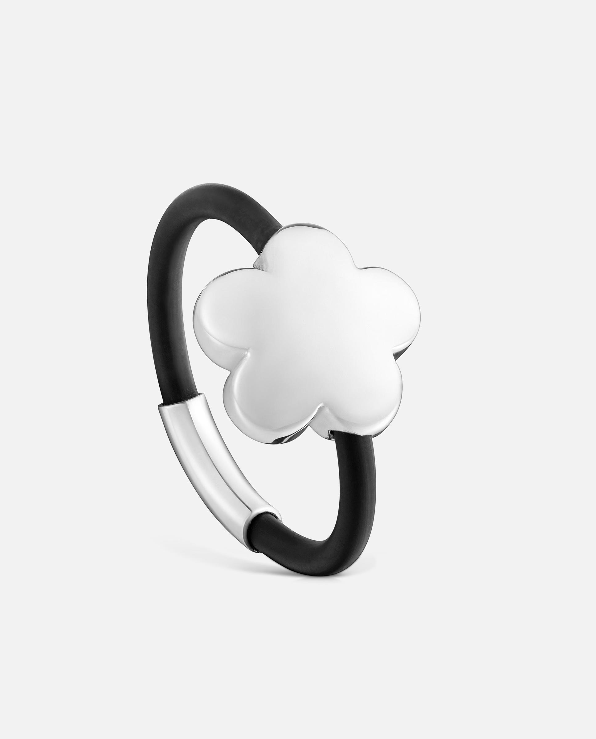 Anillo de plata y caucho bold motif flor - Tous - Negro / Plata Negro / Plata-1