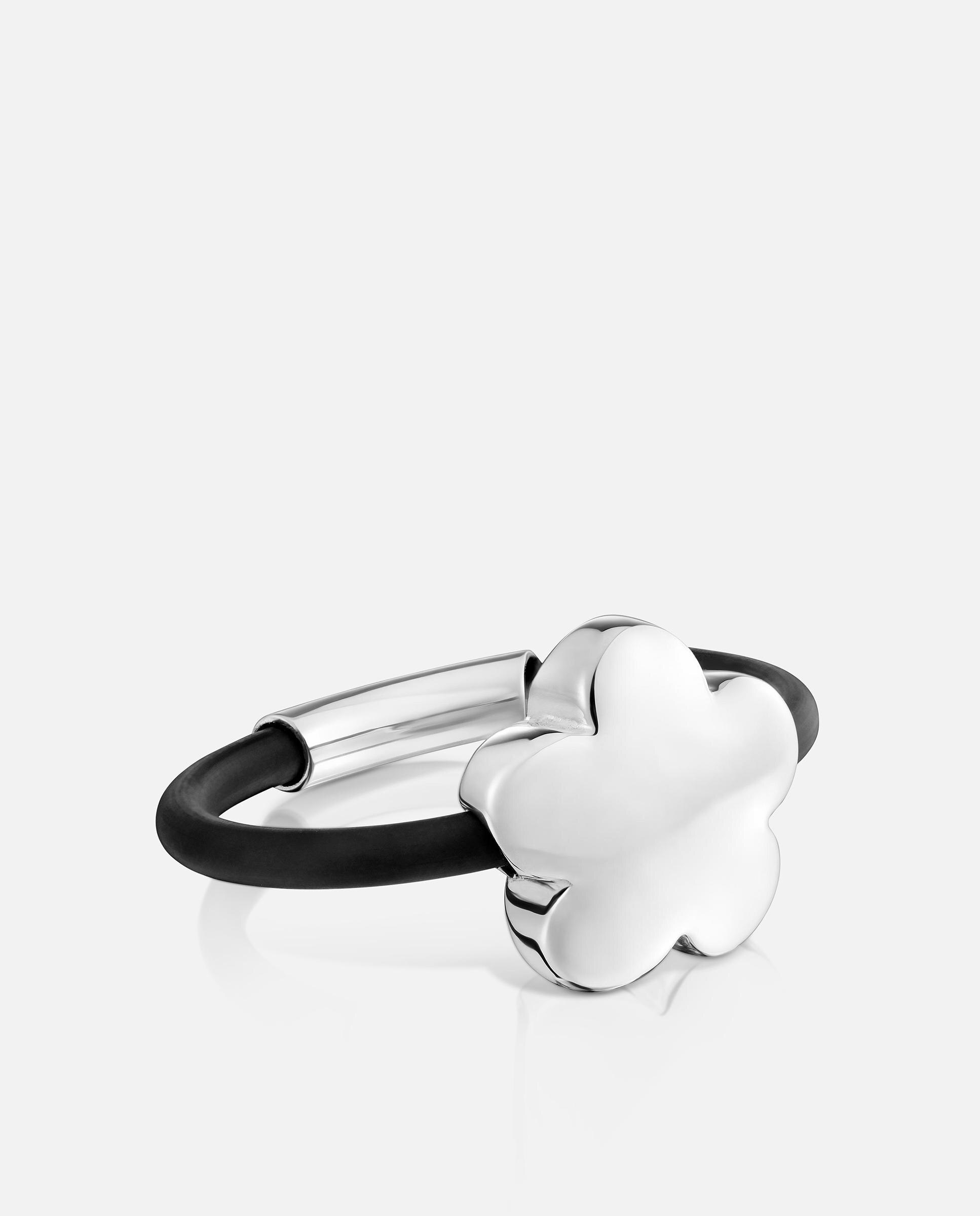 Anillo de plata y caucho bold motif flor - Tous - Negro / Plata Negro / Plata-2