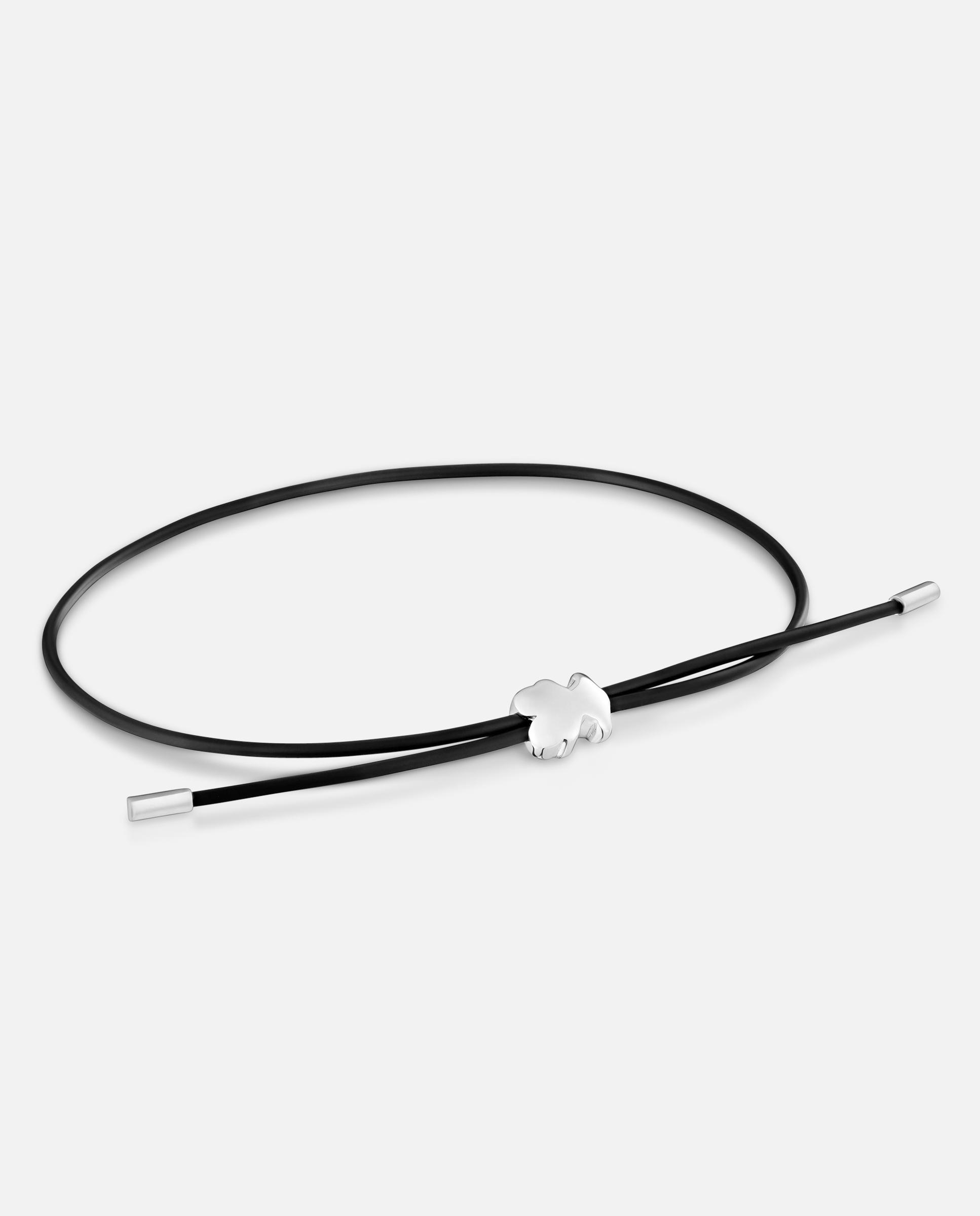 Imagen 0 de Pulsera de plata y caucho bold motif con oso Negro