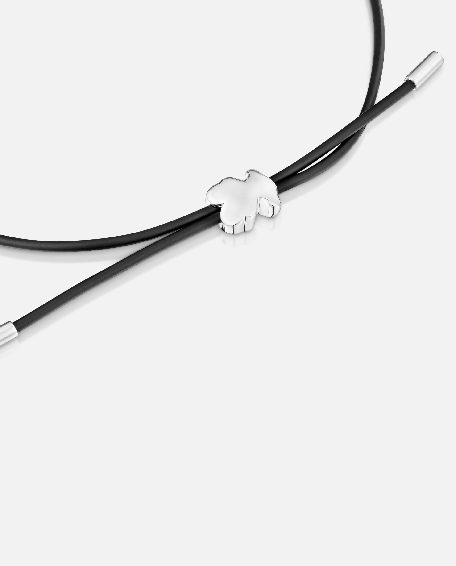 Pulsera de plata y caucho bold motif con oso - Tous - Negro Negro-2