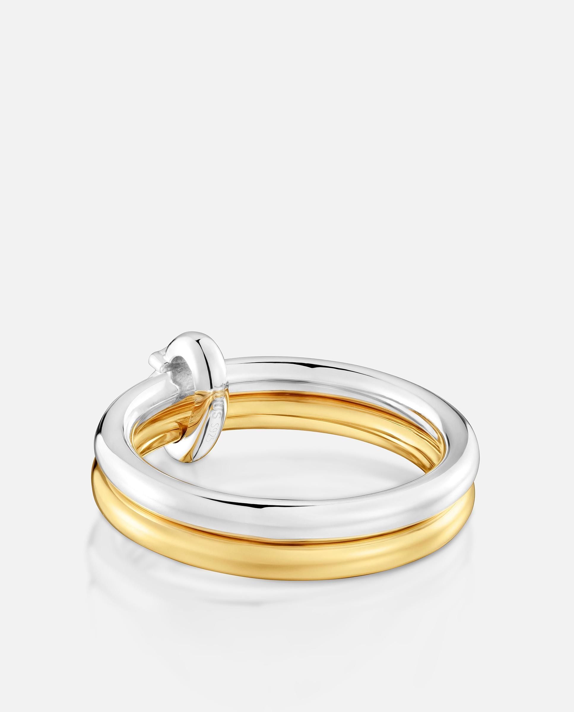 Anillo bañado de oro 18 kt sobre plata y plata de primera ley straight con doble aro - Tous - Bicolor Bicolor-2