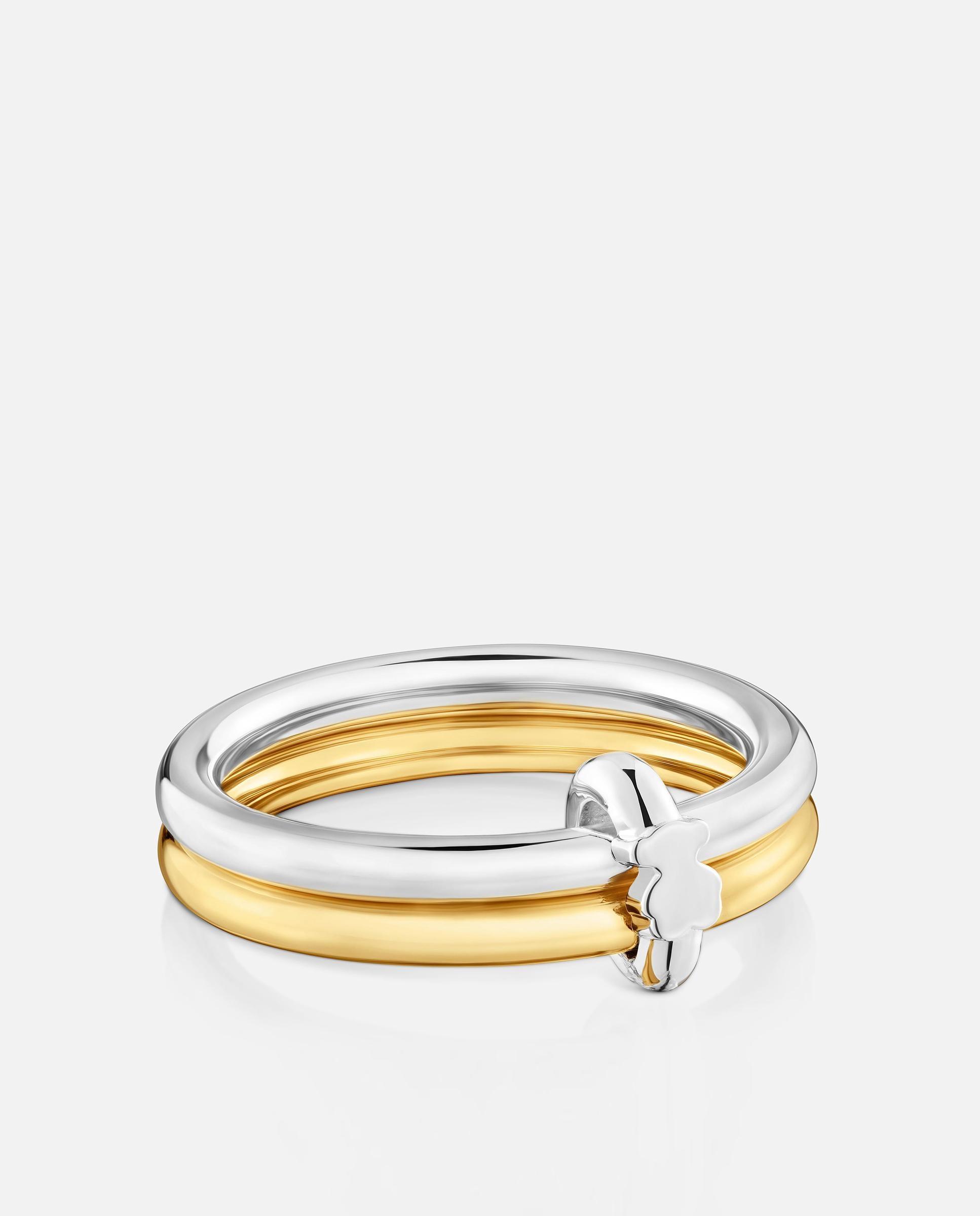 Anillo bañado de oro 18 kt sobre plata y plata de primera ley straight con doble aro - Tous - Bicolor Bicolor-3
