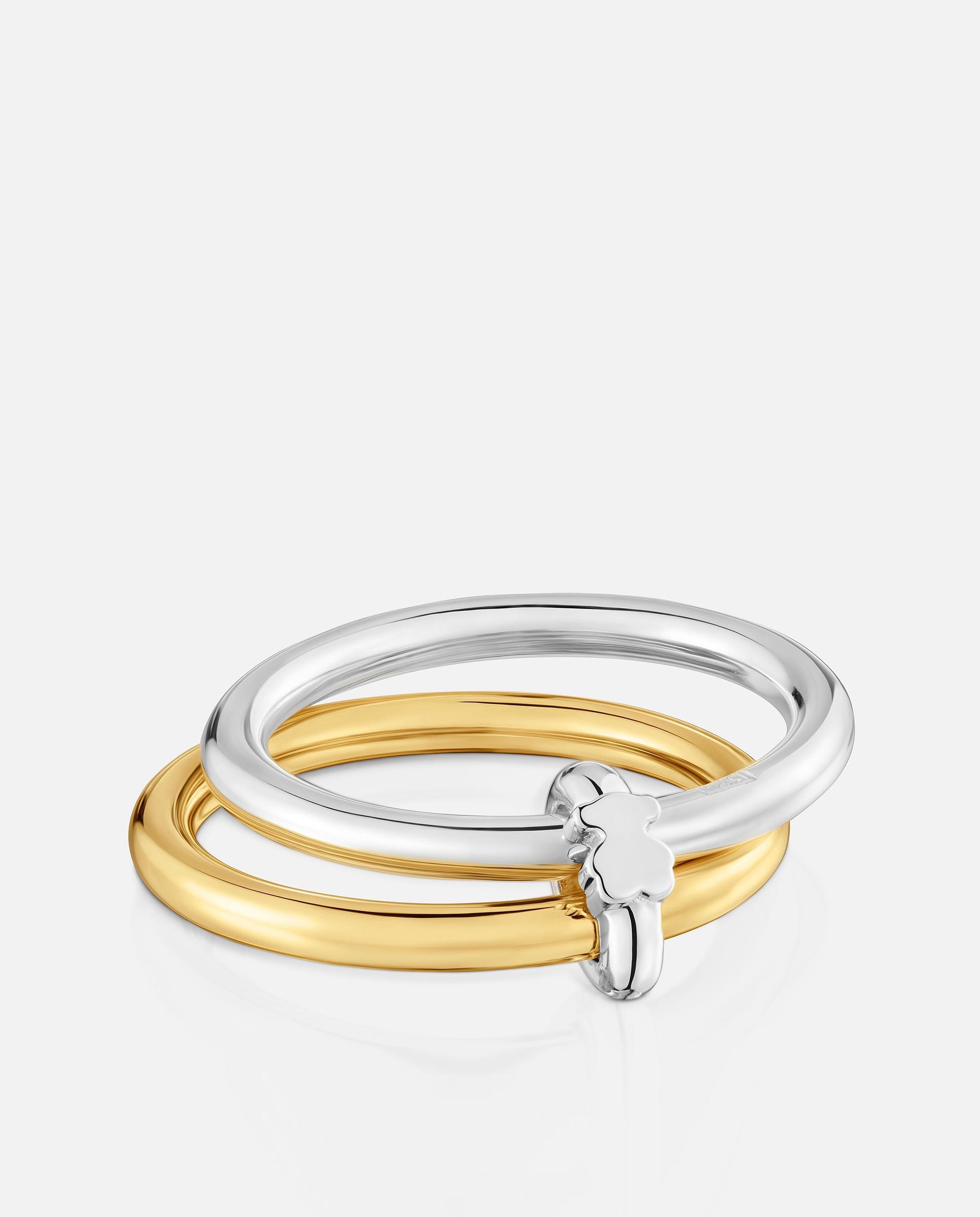 Anillo bañado de oro 18 kt sobre plata y plata de primera ley straight con doble aro - Tous - Bicolor Bicolor-4