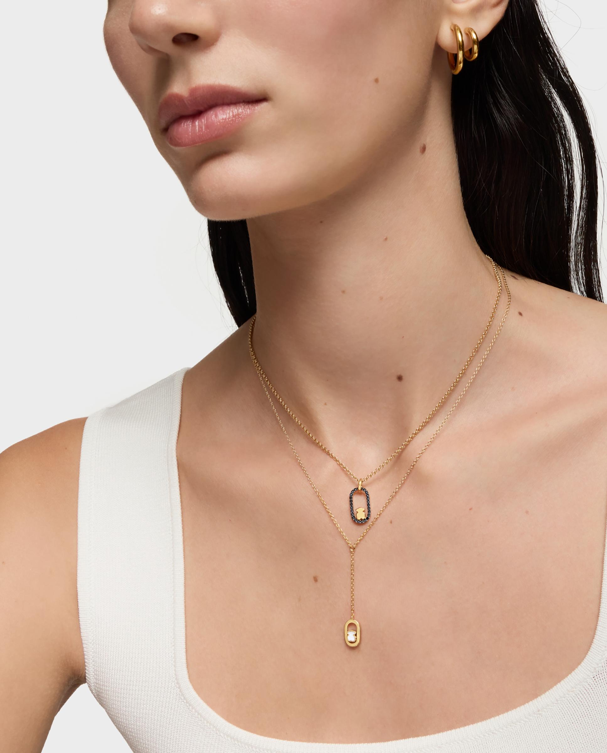Colgante camille bañado en oro 18 kt sobre plata y espinelas - Tous - Negro Negro-5