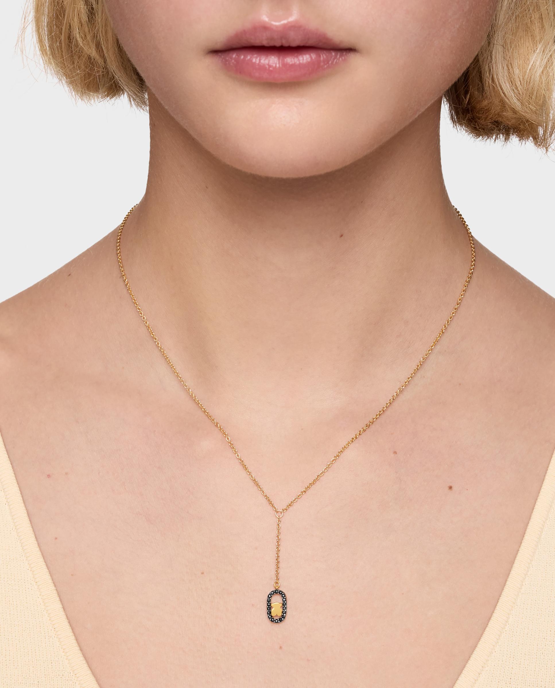 Collar camille bañado en oro 18 kt sobre plata y espinelas - Tous - Negro Negro-5