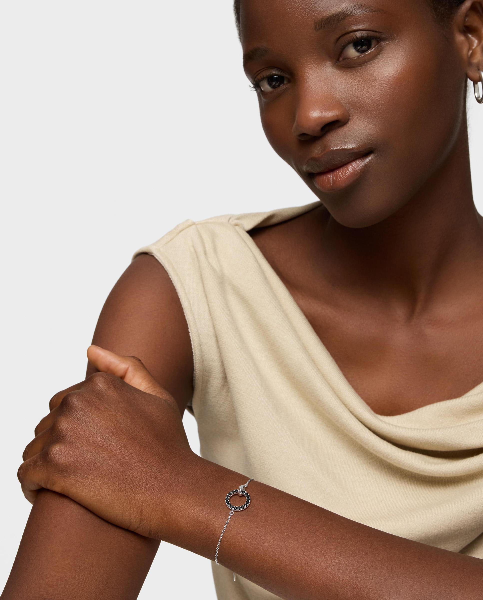 Pulsera de cadena straight de plata y espinela negra - Tous - Negro Negro-4