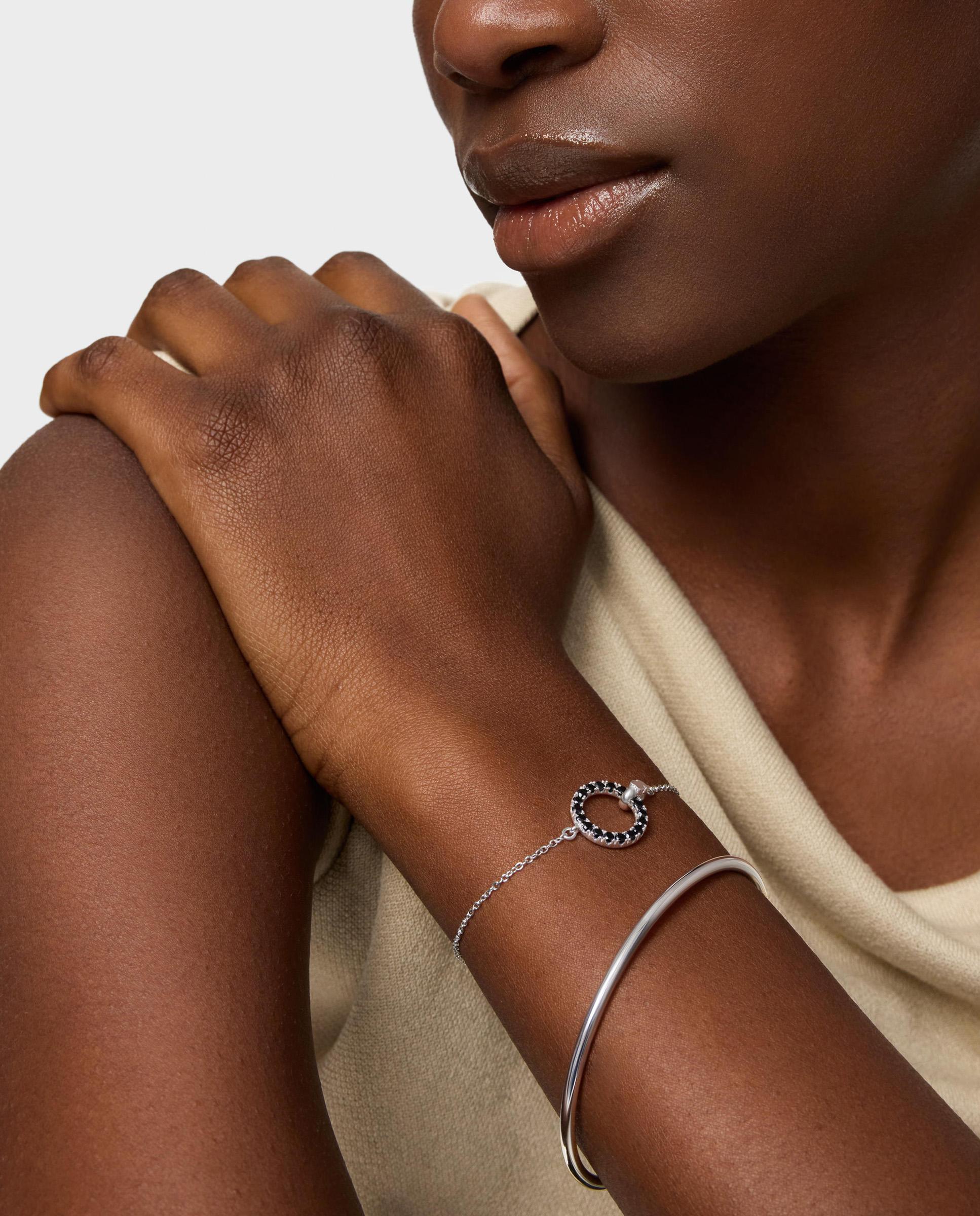 Pulsera de cadena straight de plata y espinela negra - Tous - Negro Negro-5