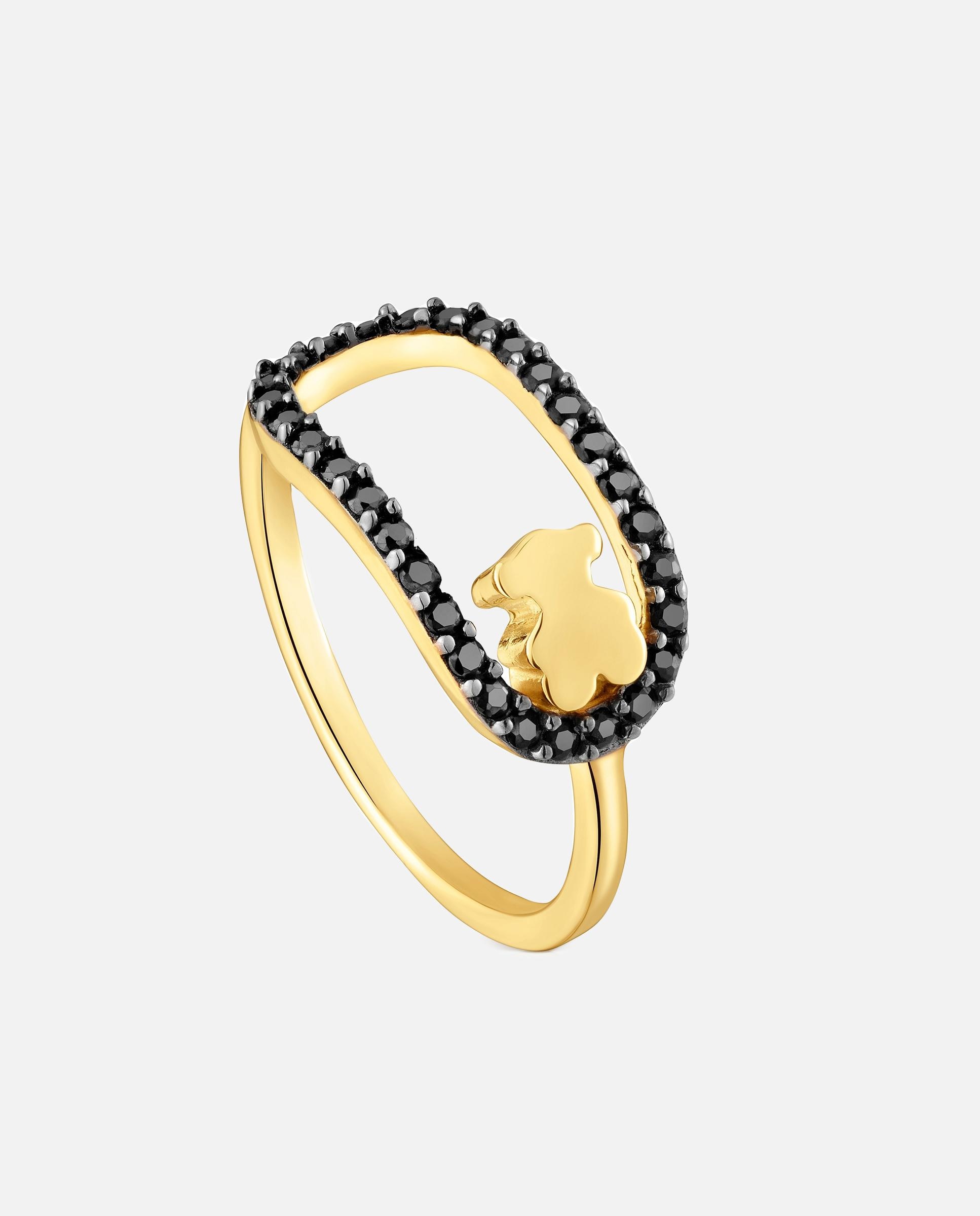 Anillo bañado en oro 18 kt sobre plata con espinelas camille - Tous - Negro Negro-1