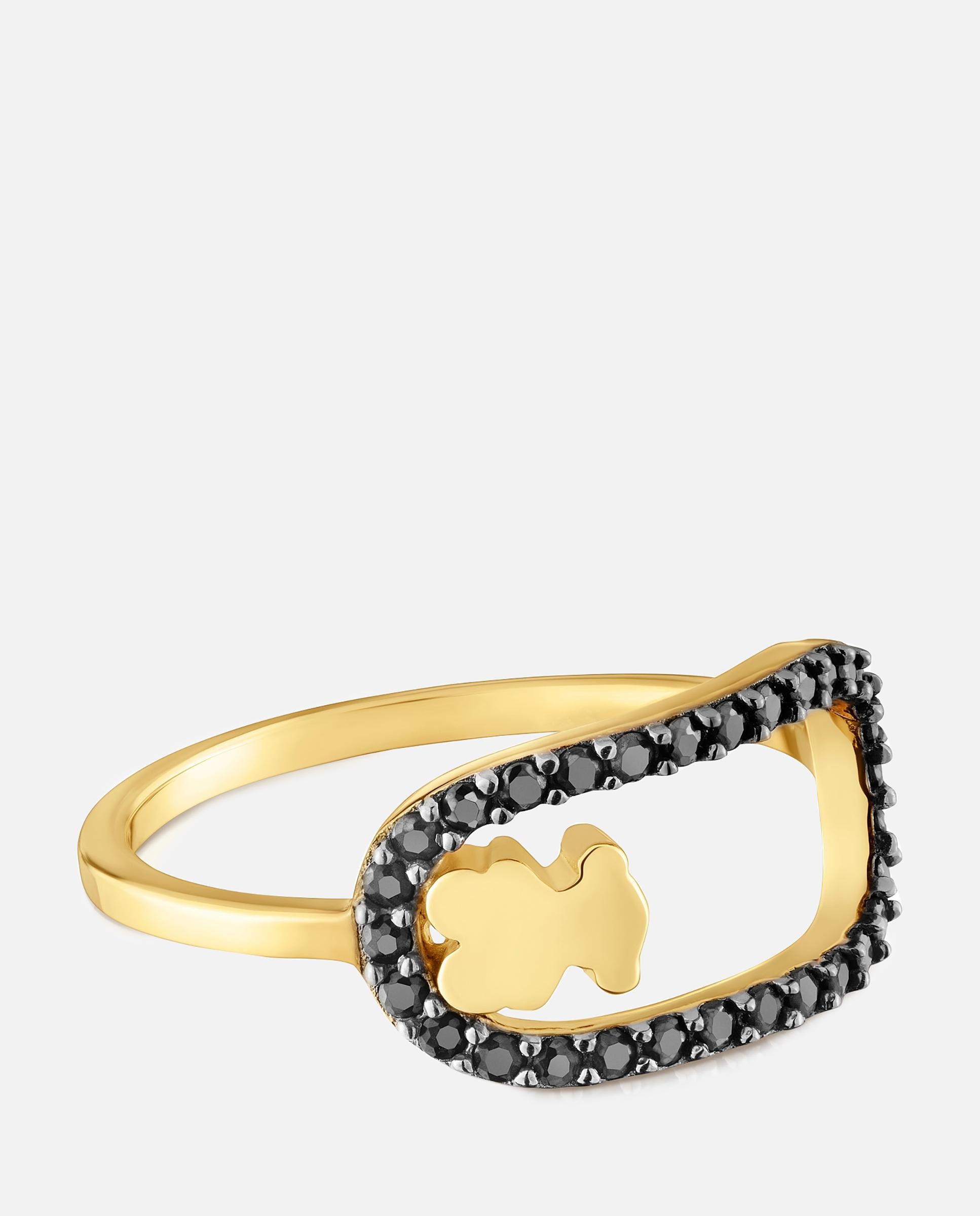 Anillo bañado en oro 18 kt sobre plata con espinelas camille - Tous - Negro Negro-2