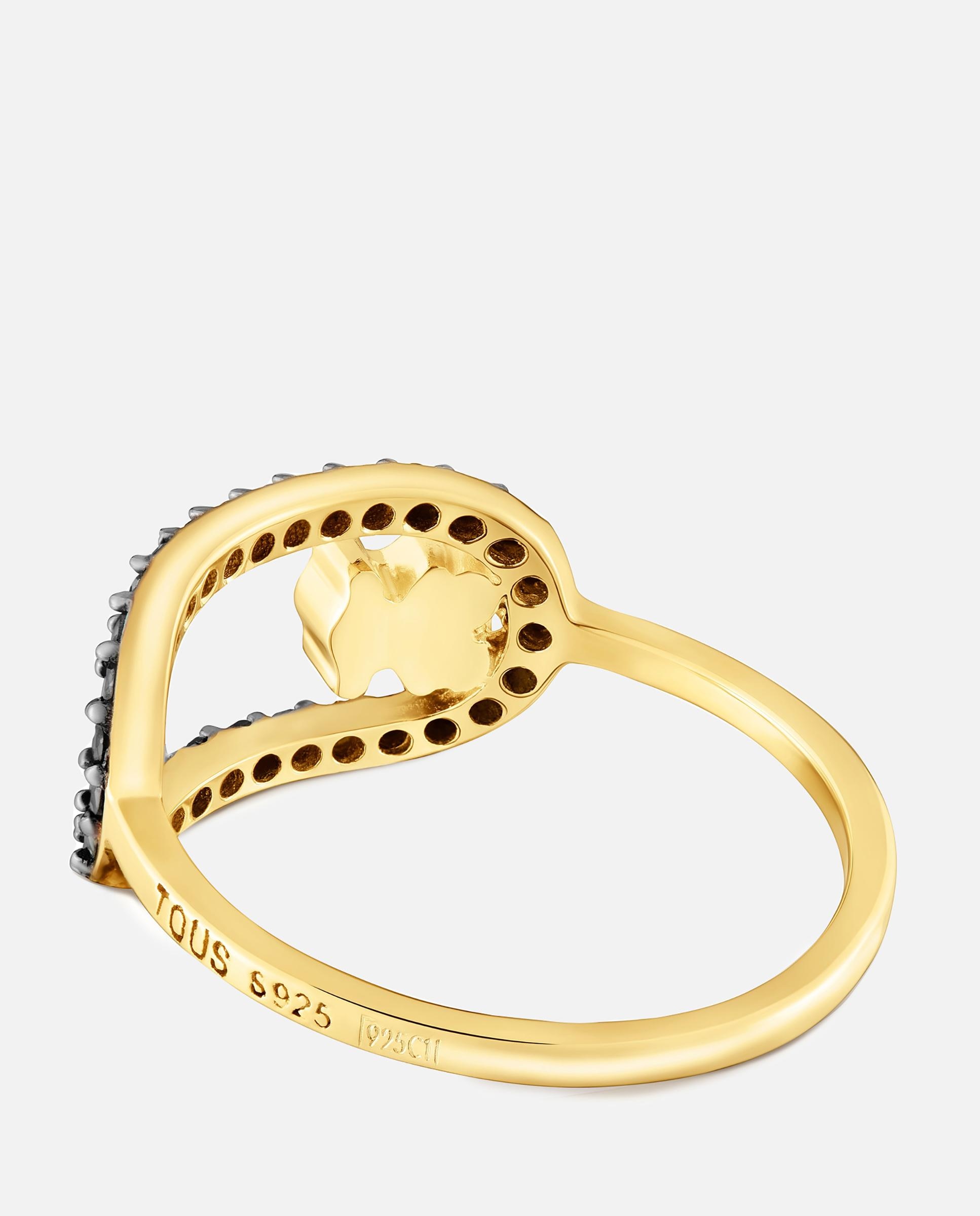 Anillo bañado en oro 18 kt sobre plata con espinelas camille - Tous - Negro Negro-3