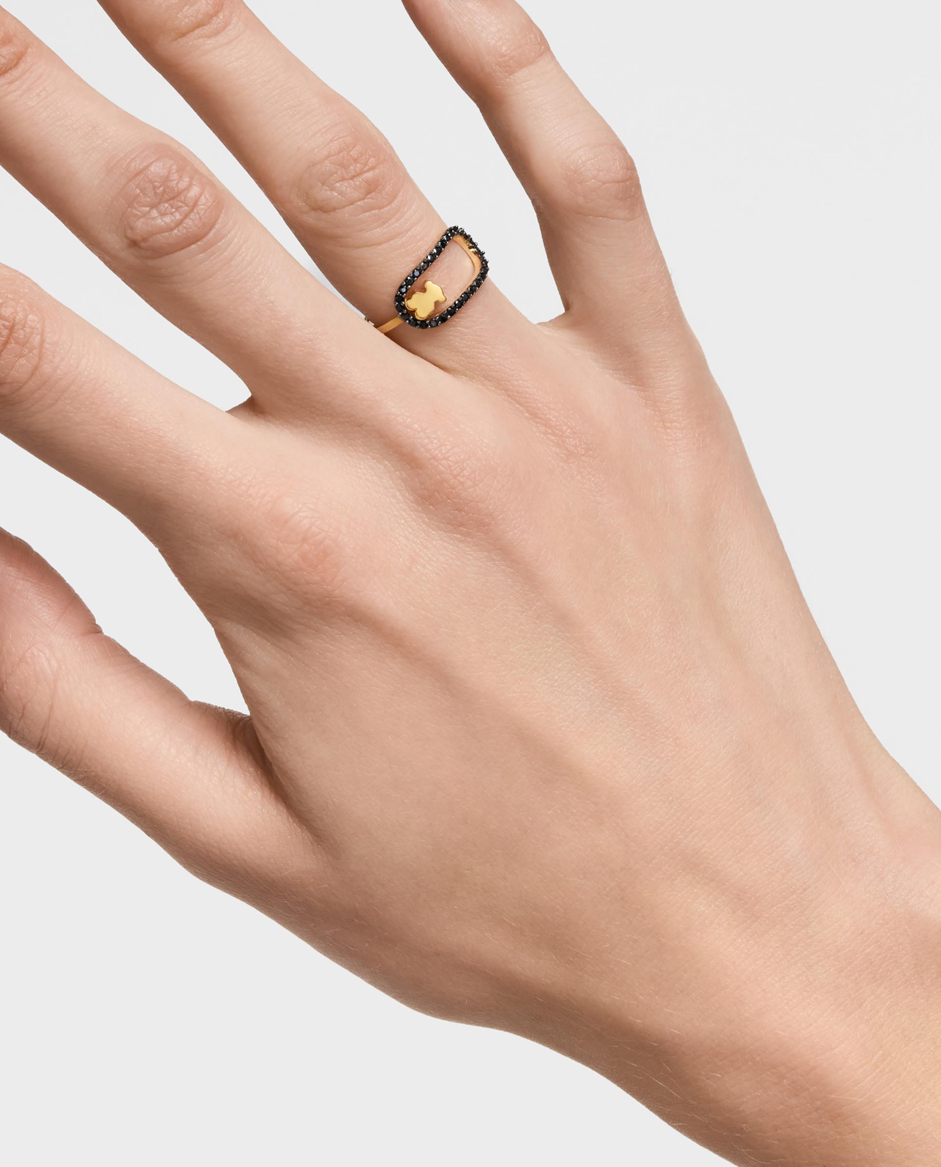 Anillo bañado en oro 18 kt sobre plata con espinelas camille - Tous - Negro Negro-6