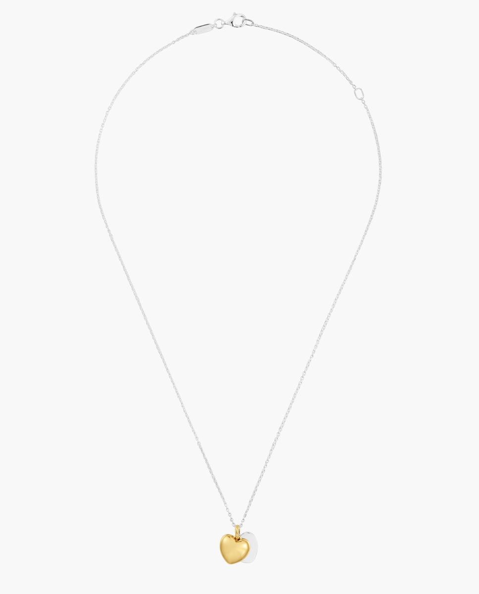 Cadena con colgante flechazo bicolor doble con corazones 11 mm