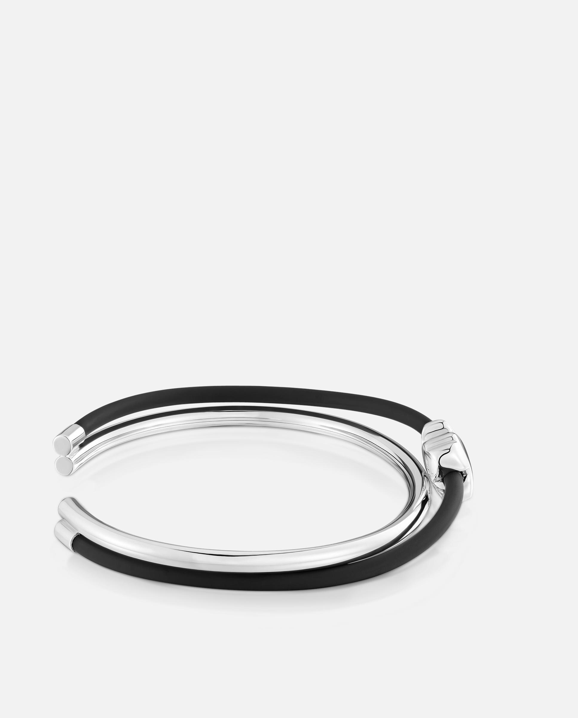 Pulsera rígida bold motif oso de plata y caucho - Tous - Negro Negro-2