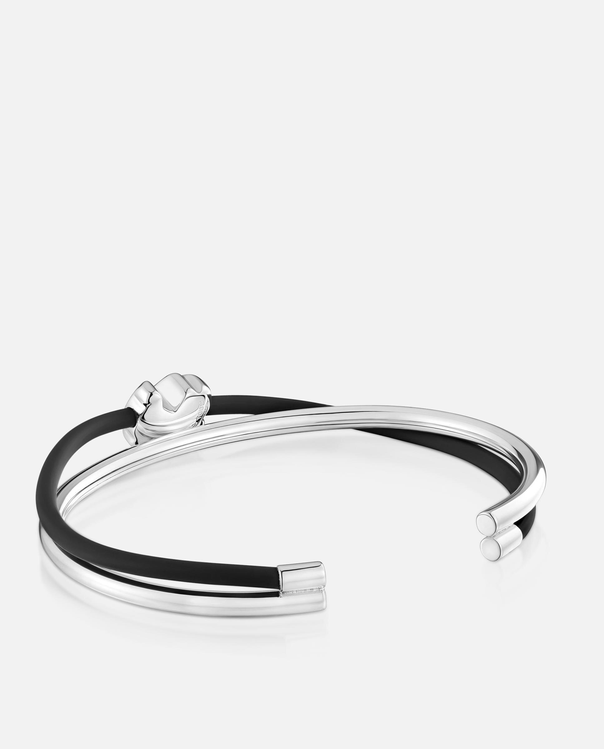 Pulsera rígida bold motif oso de plata y caucho - Tous - Negro Negro-3