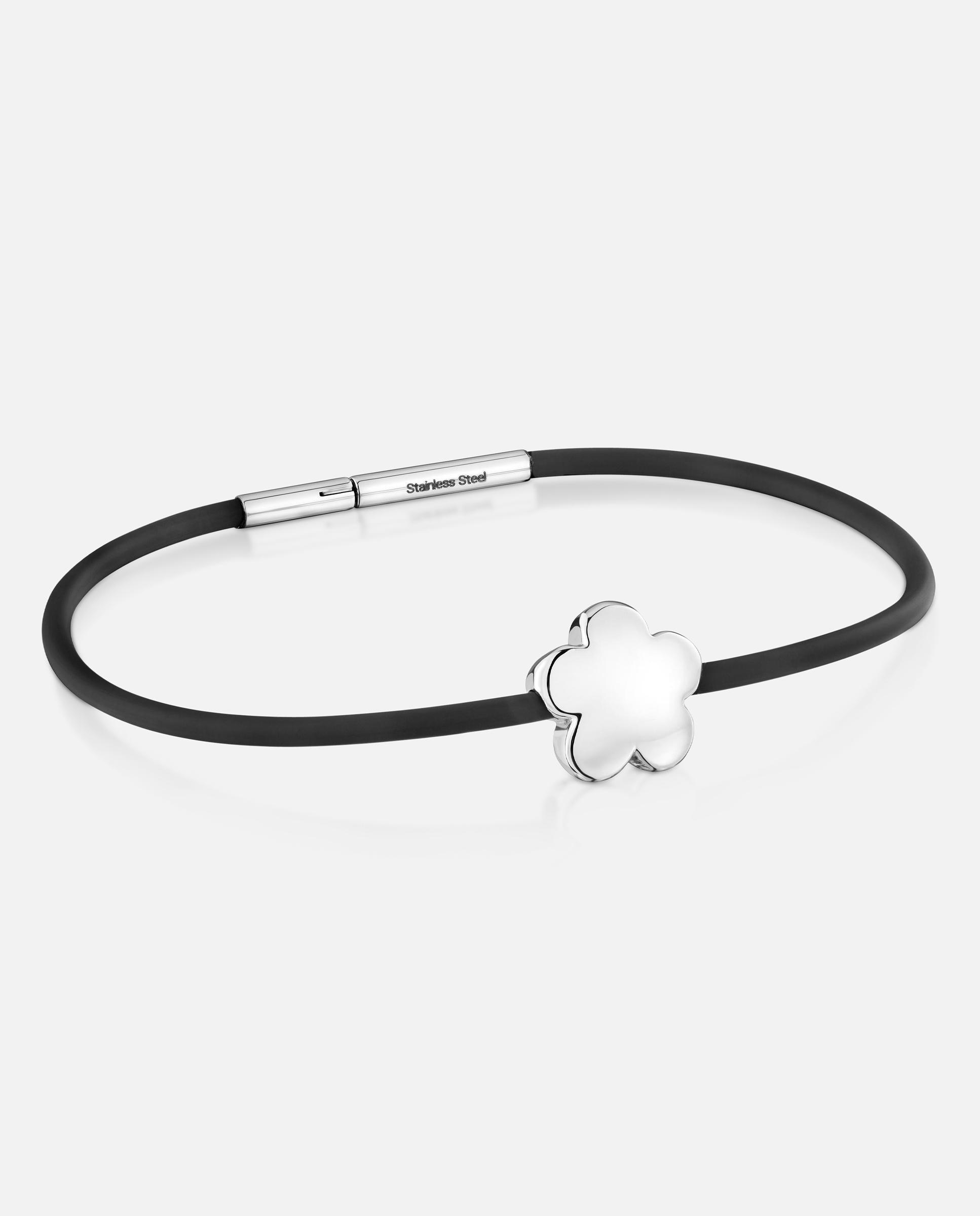 Pulsera rígida de plata y caucho bold motif con flor - Tous - Bicolor Bicolor-1