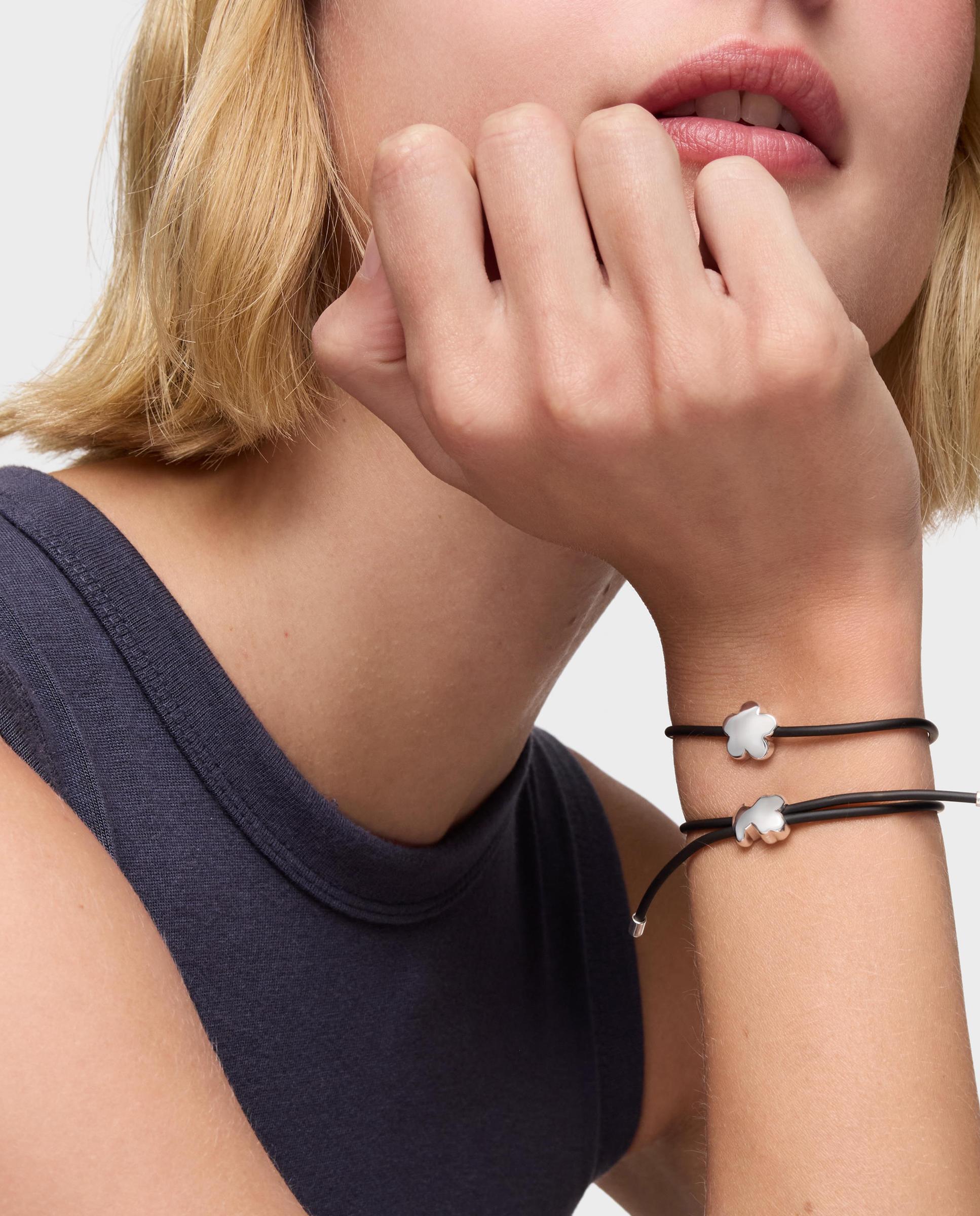 Pulsera rígida de plata y caucho bold motif con flor - Tous - Bicolor Bicolor-5