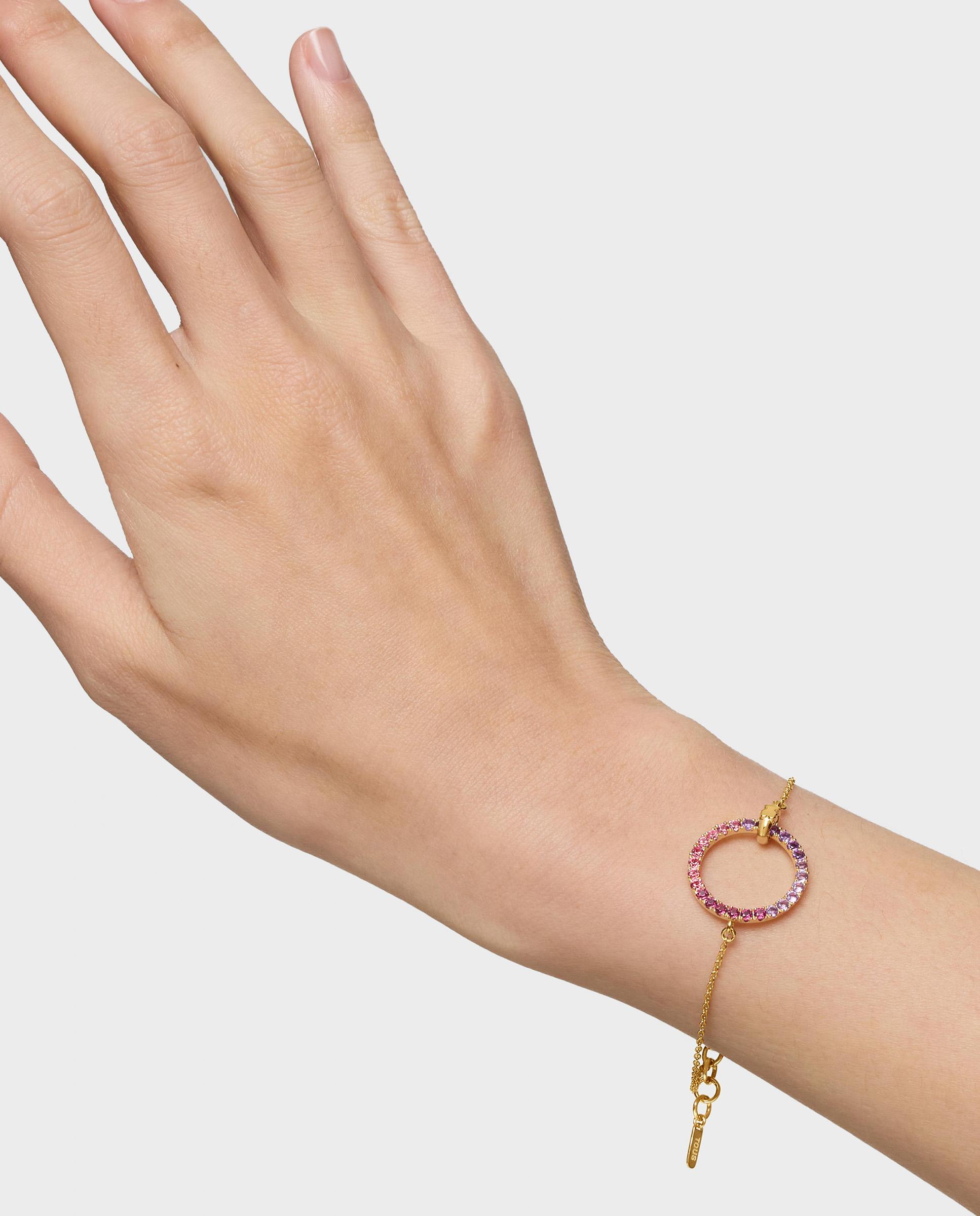 Pulsera de cadena straight bañada en oro 18 kt sobre plata con gemas - Tous - Multicolor Multicolor-4