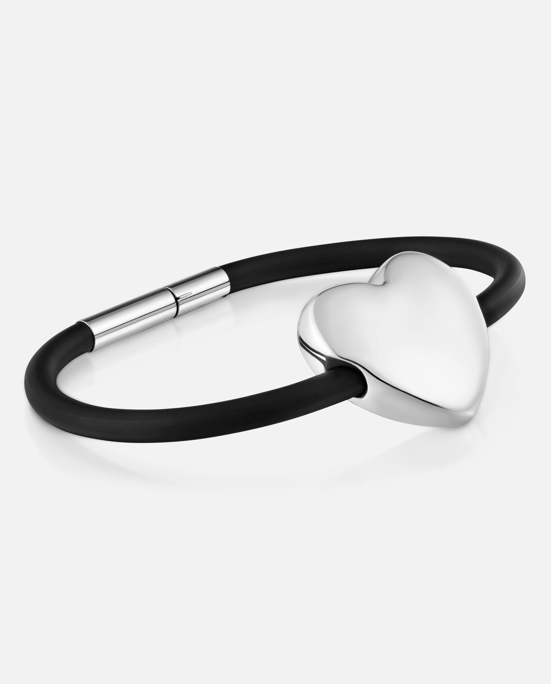Imagen 0 de Pulsera corazón de plata y caucho 24 mm bold motif Negro
