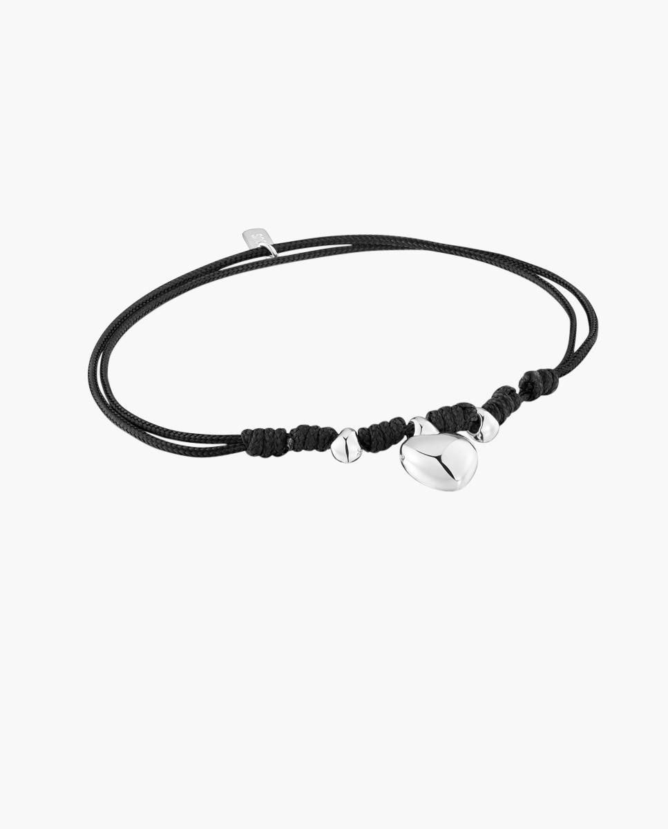 Imagen 0 de Pulsera flechazo de plata y nylon negro Multicolor