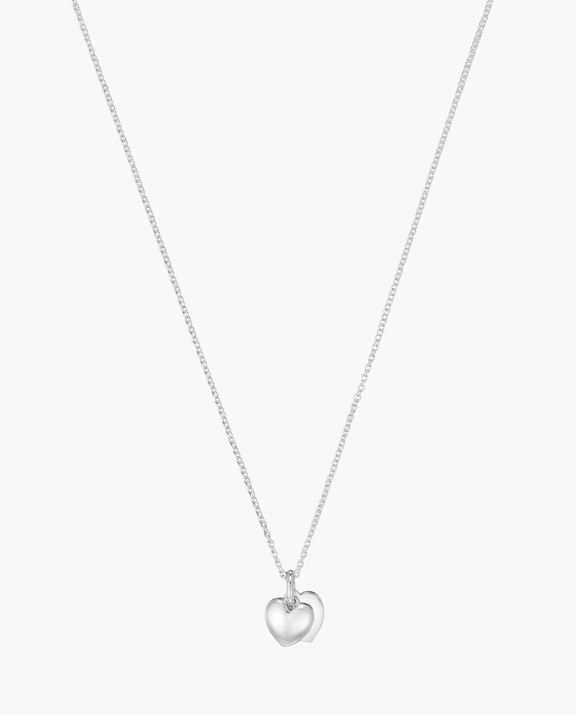 Cadena con colgante flechazo de plata doble corazón 9 mm - Plateado Plateado-2