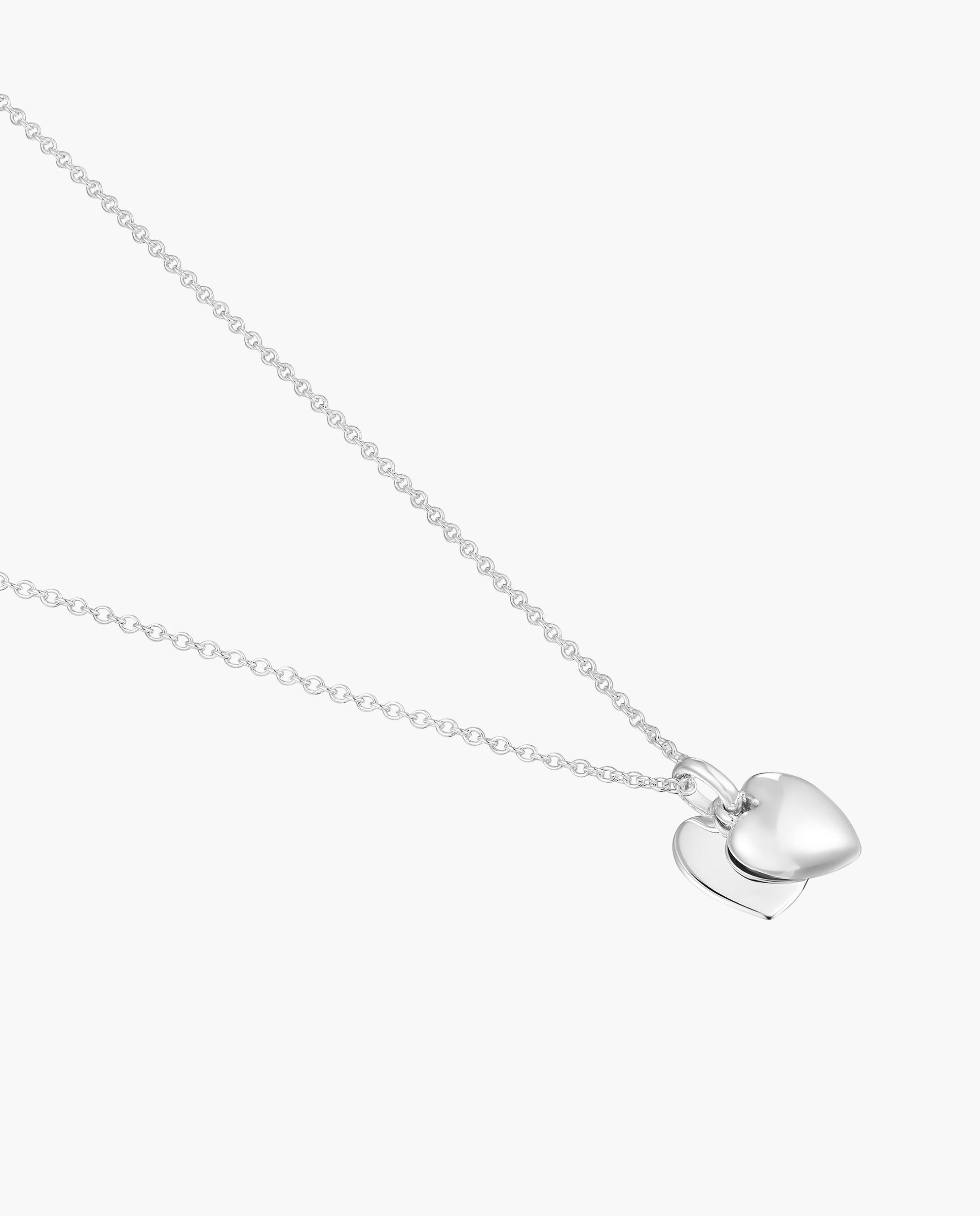 Cadena con colgante flechazo de plata doble corazón 9 mm - Plateado Plateado-3