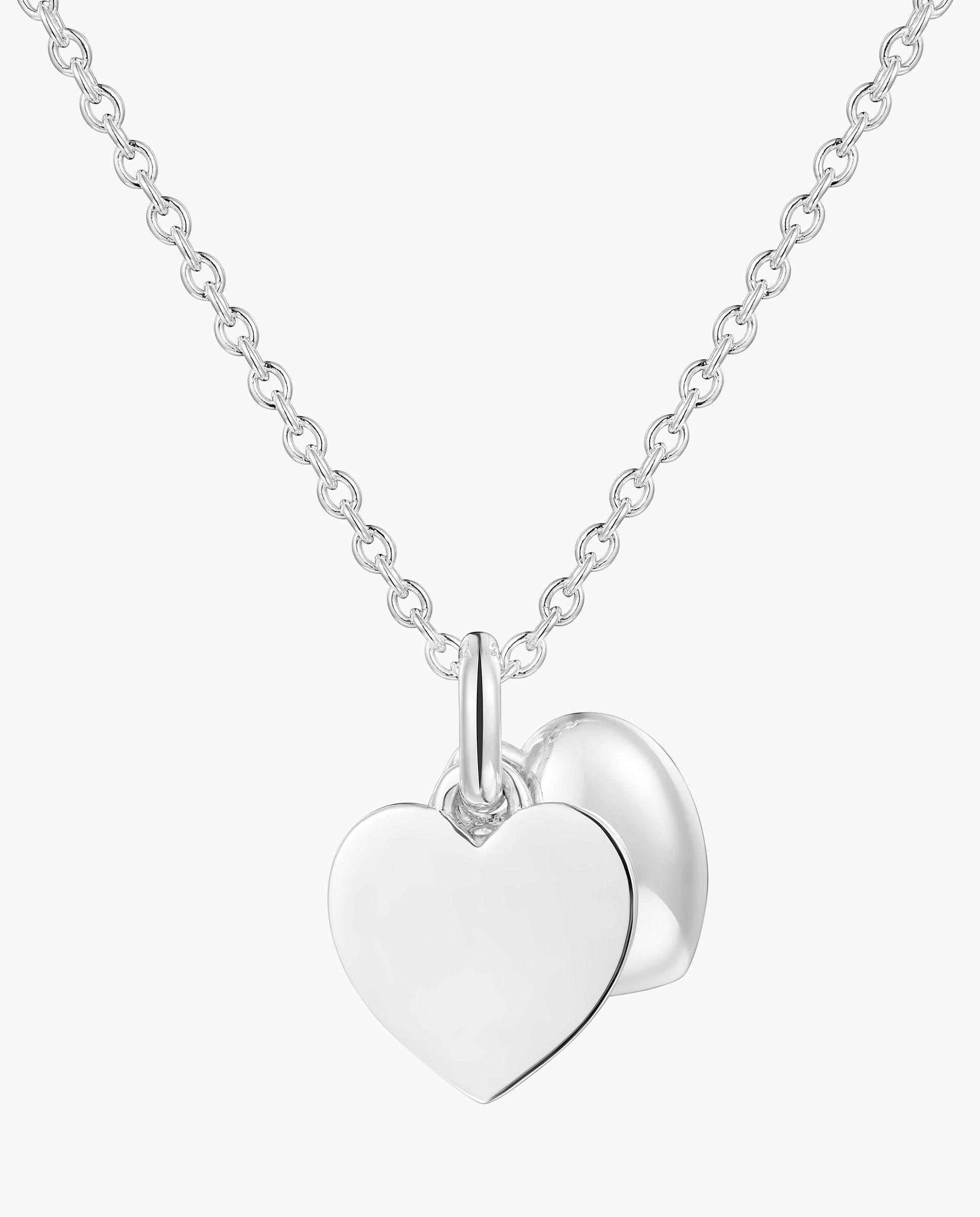 Cadena con colgante flechazo de plata doble corazón 9 mm - Plateado Plateado-4