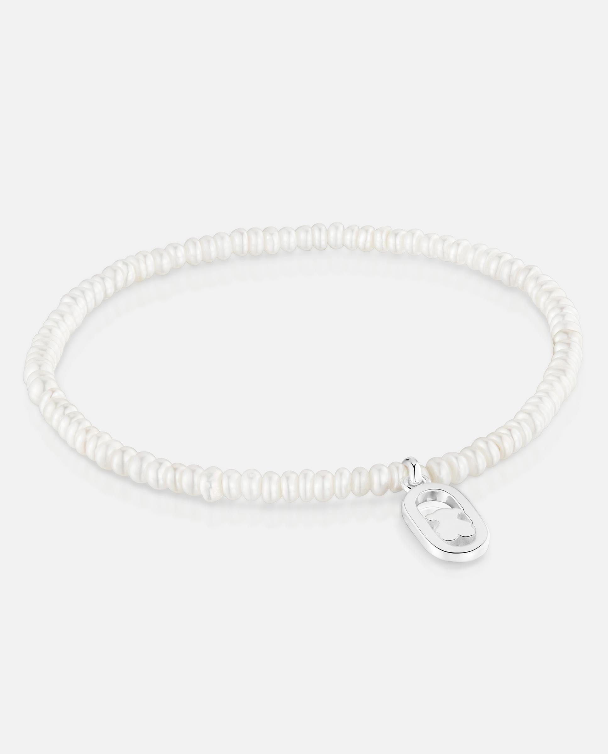 Imagen 0 de Pulsera camille elástica de perlas cultivadas y plata Blanco