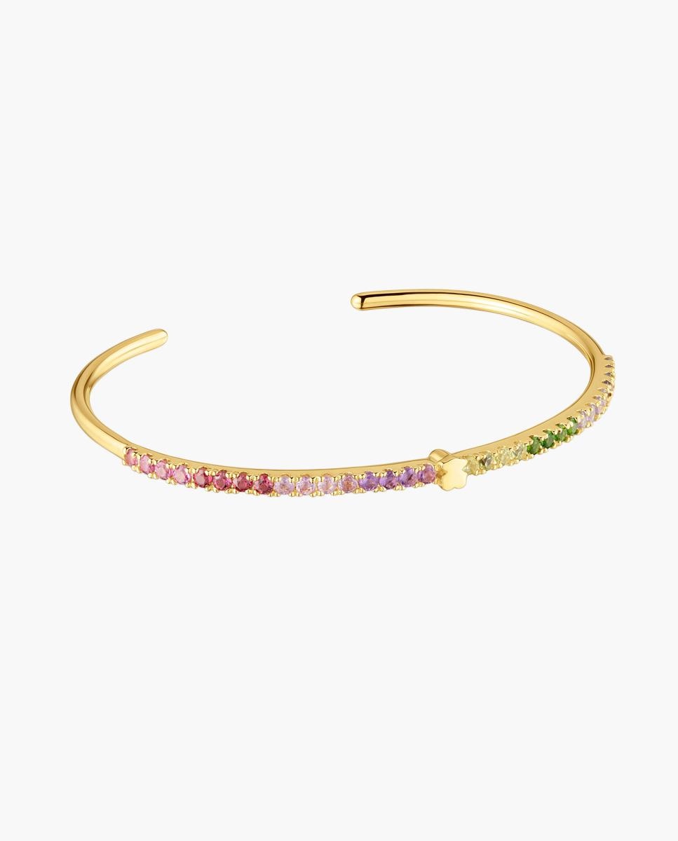 Imagen 0 de Pulsera rígida straight esclava bañada en oro 18 kt sobre plata con gemas Multicolor